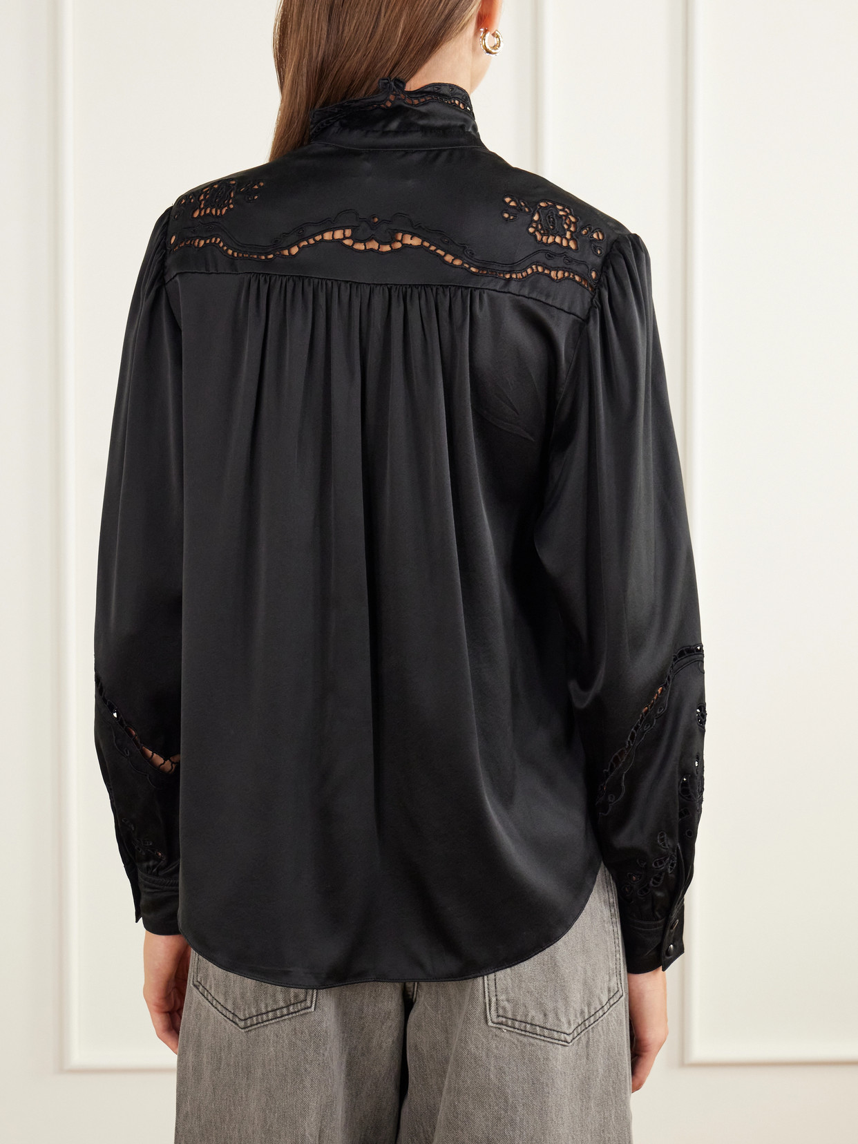 Ejali Broderie Anglaise Silk-Blend Blouse