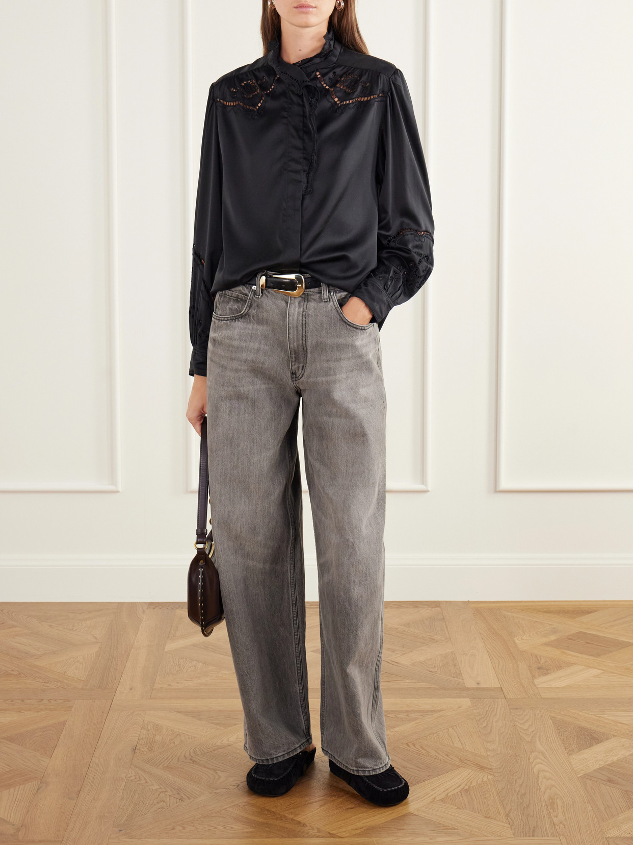 Ejali Broderie Anglaise Silk-Blend Blouse
