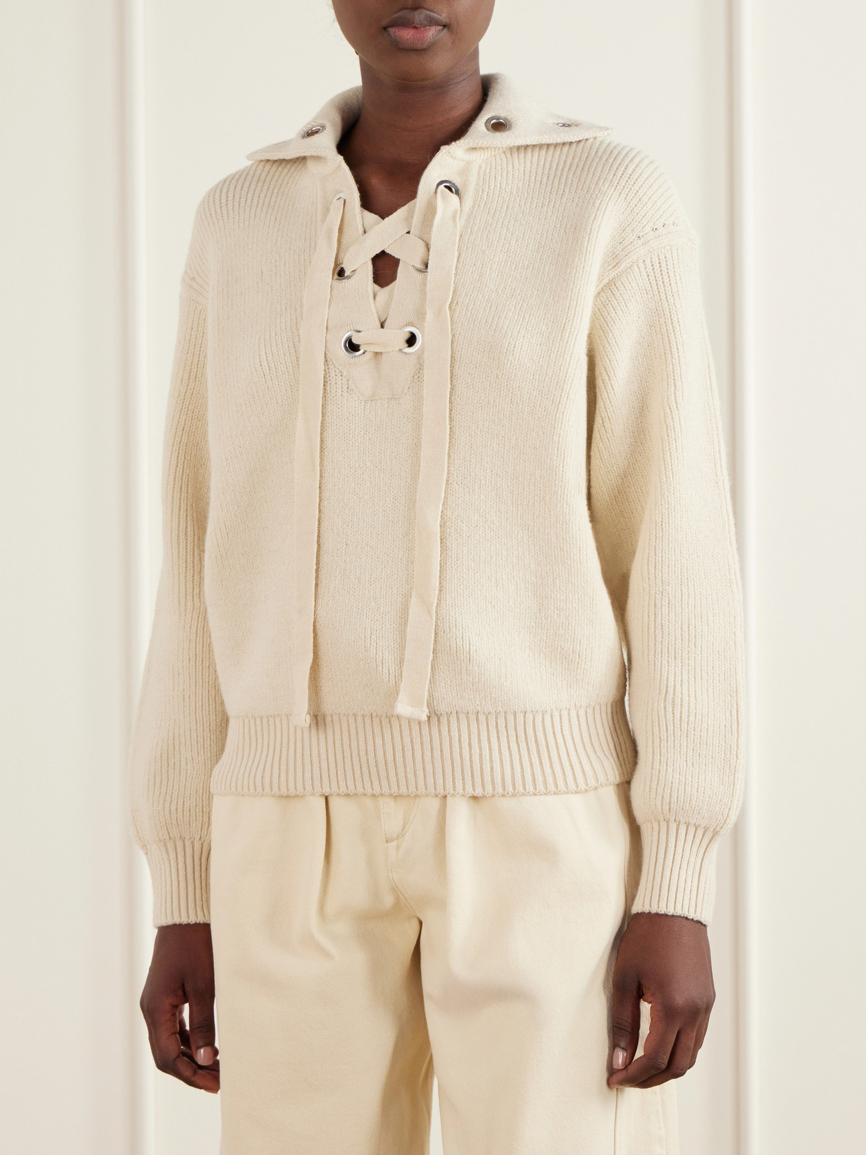 Ydalia Lace-Detail Wool-Blend Sweater