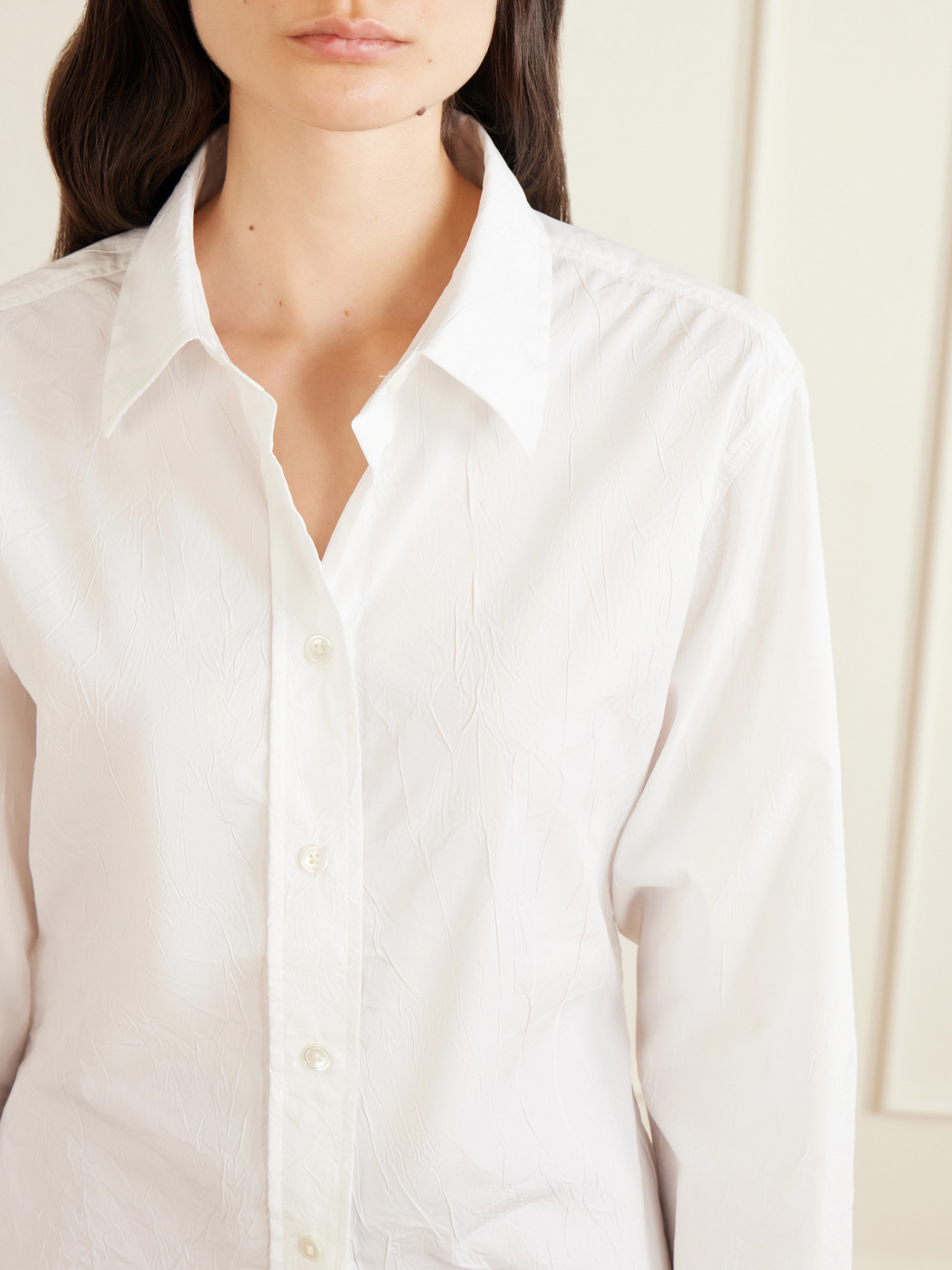 Róhe - Shaped Crinkled Cotton-Blend Poplin Shirt