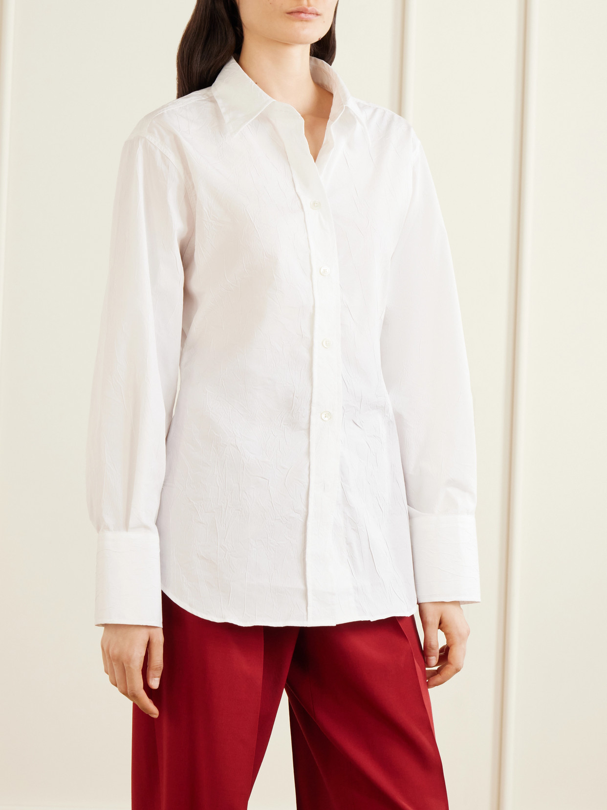 Róhe - Shaped Crinkled Cotton-Blend Poplin Shirt