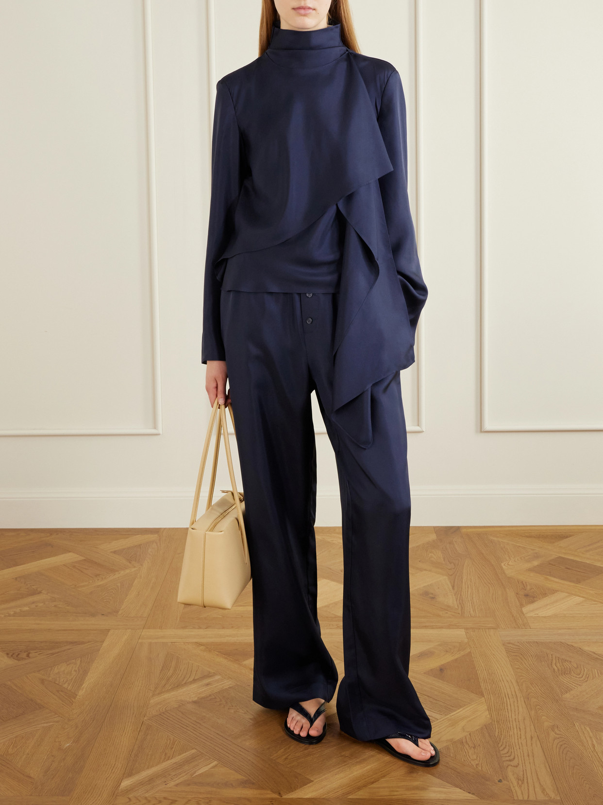 Róhe - Scarf-Detailed Silk-Satin Blouse