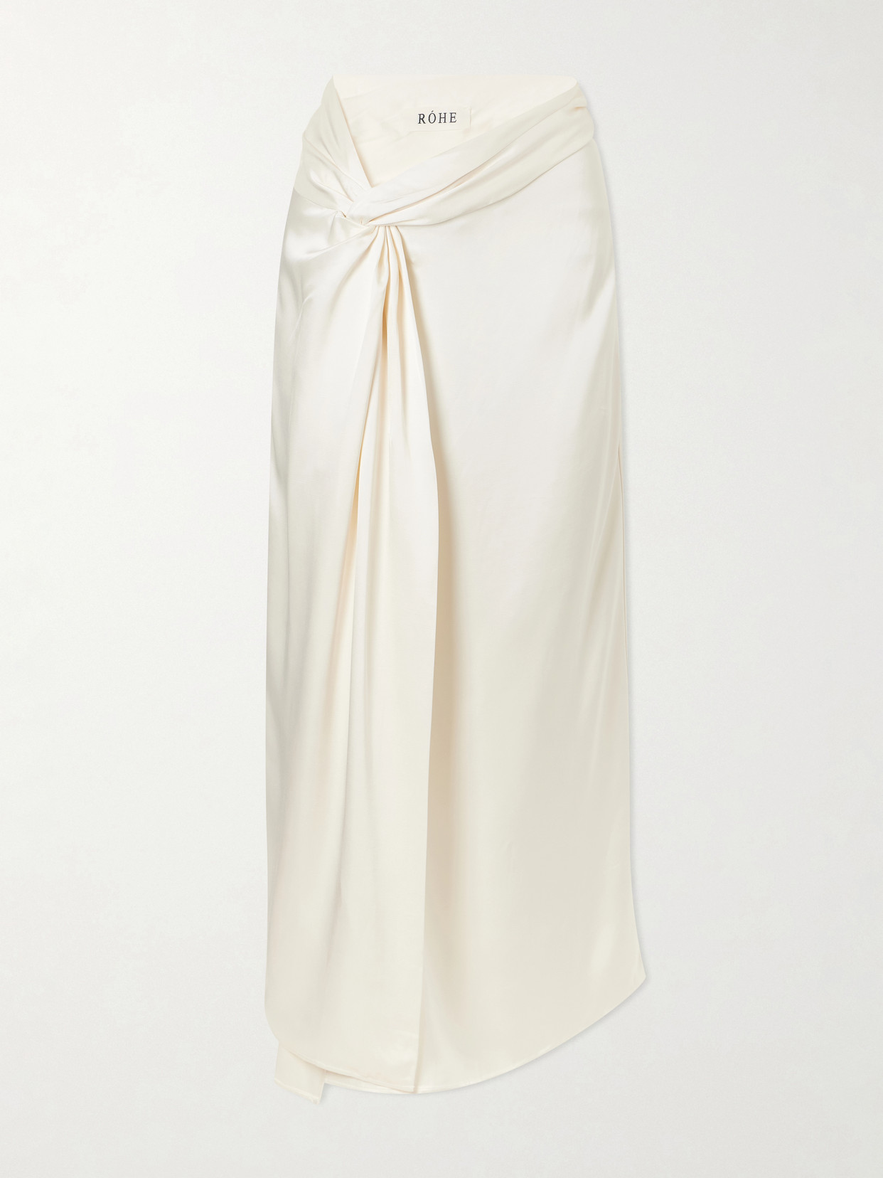 Rohe Draped Satin Midi Wrap Skirt In Neutrals