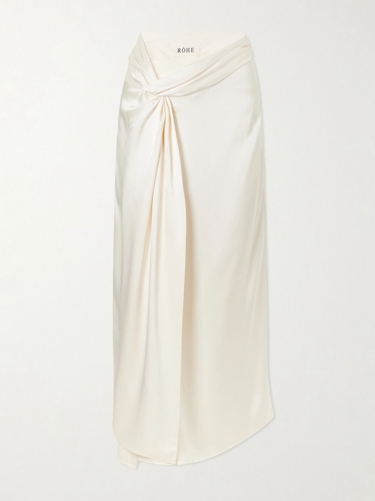 draped satin midi wrap skirt