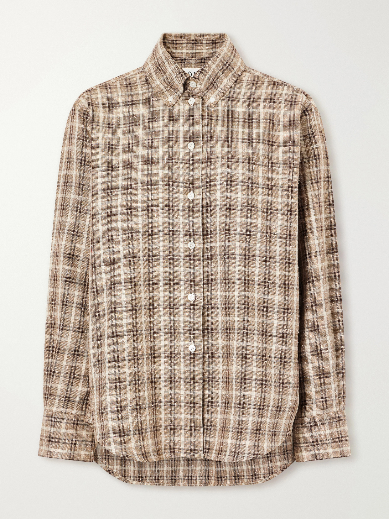 Rohe Oxford Checked Cotton-bouclé Shirt In Brown