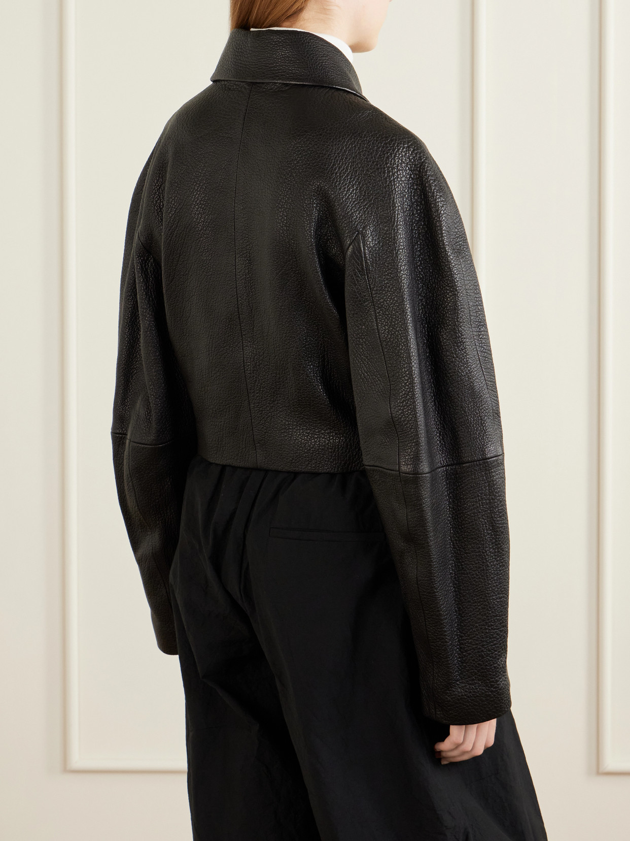 Róhe - Cropped Textured-Leather Jacket