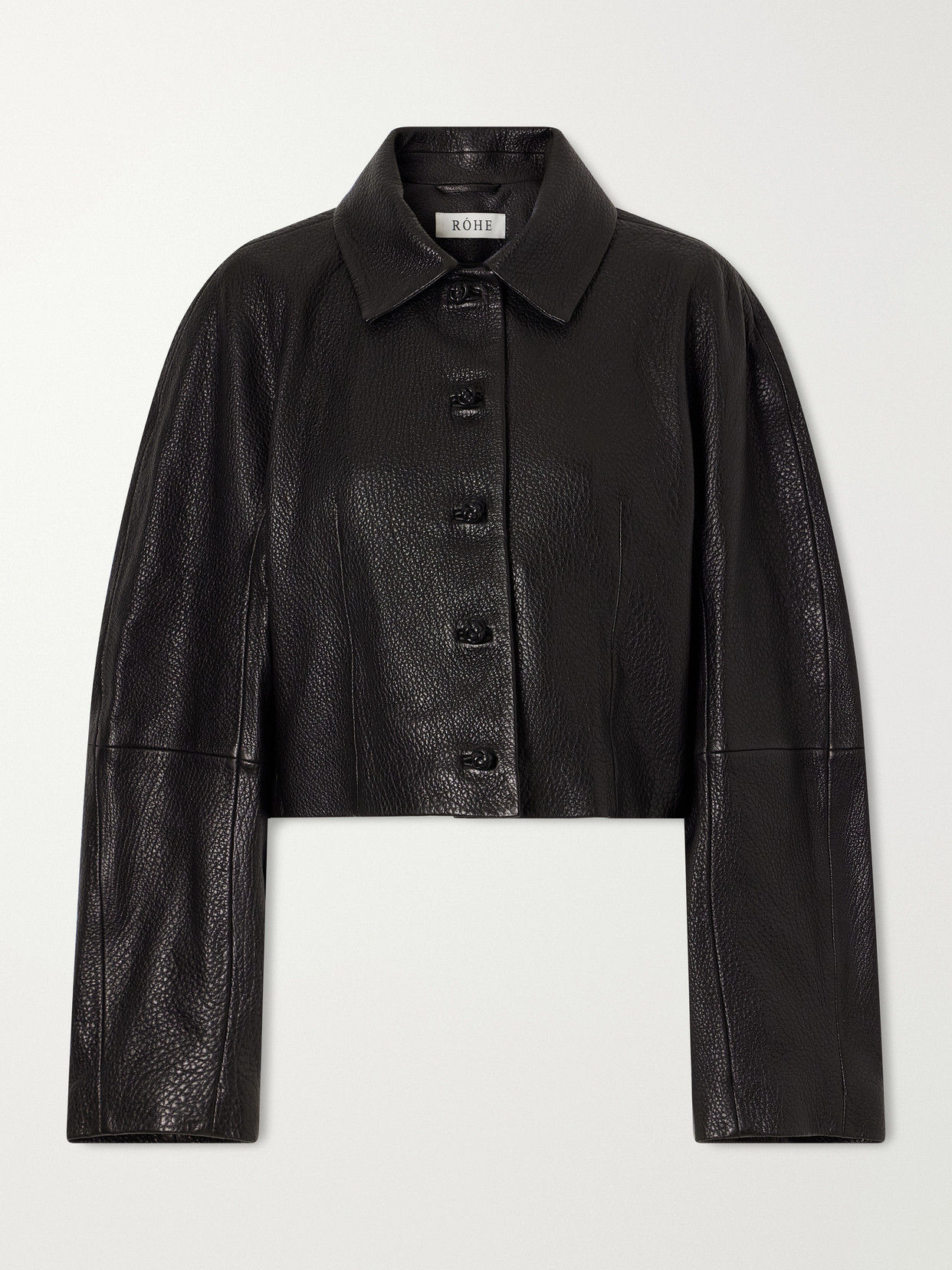 Rohe Cropped Textured-leather Jacket In Black