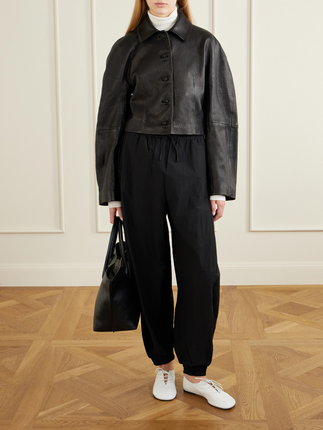 Róhe - Cropped Textured-Leather Jacket