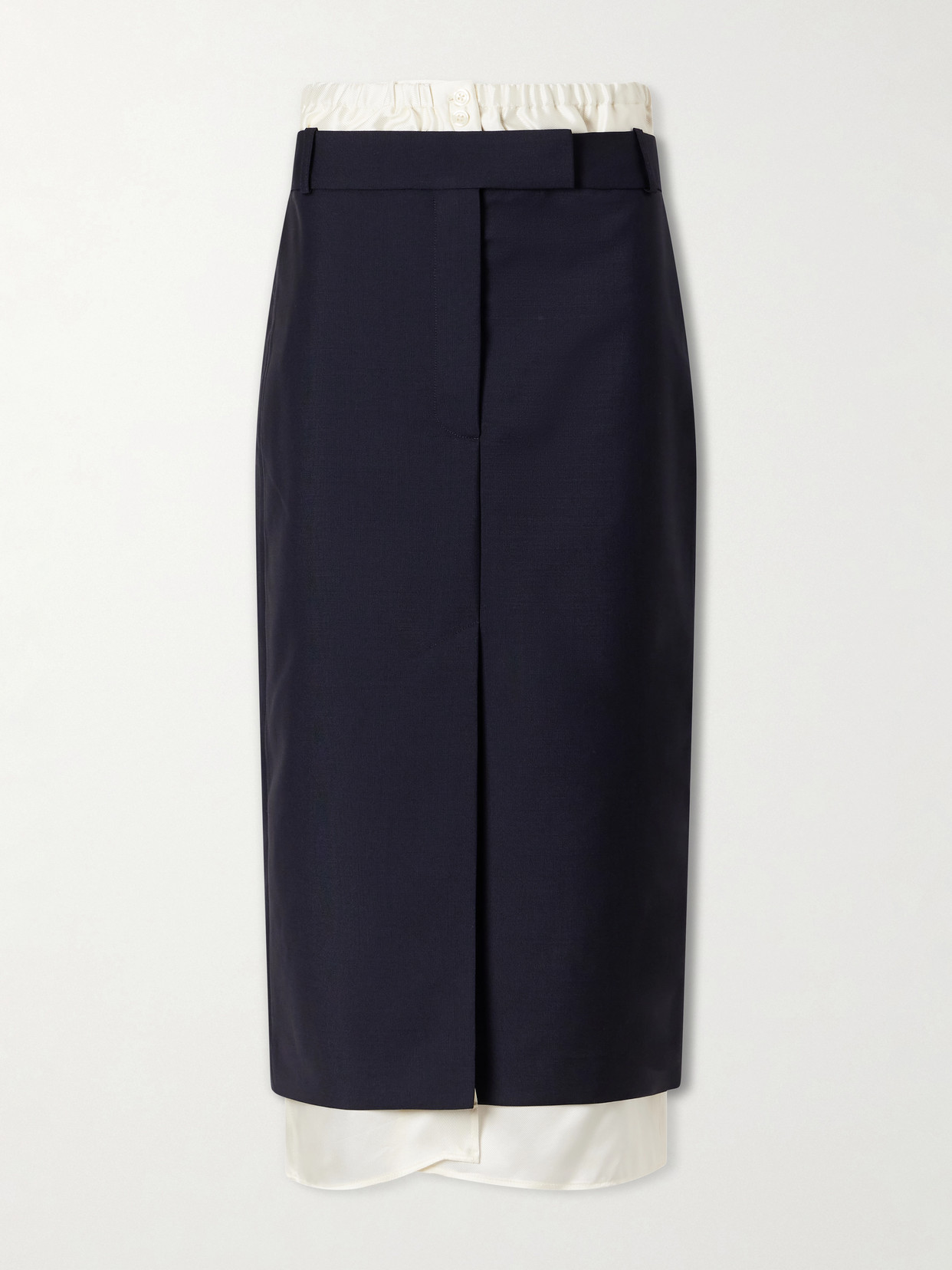 Rohe Ruched Wool And Mohair-blend Midi Skirt In Blue