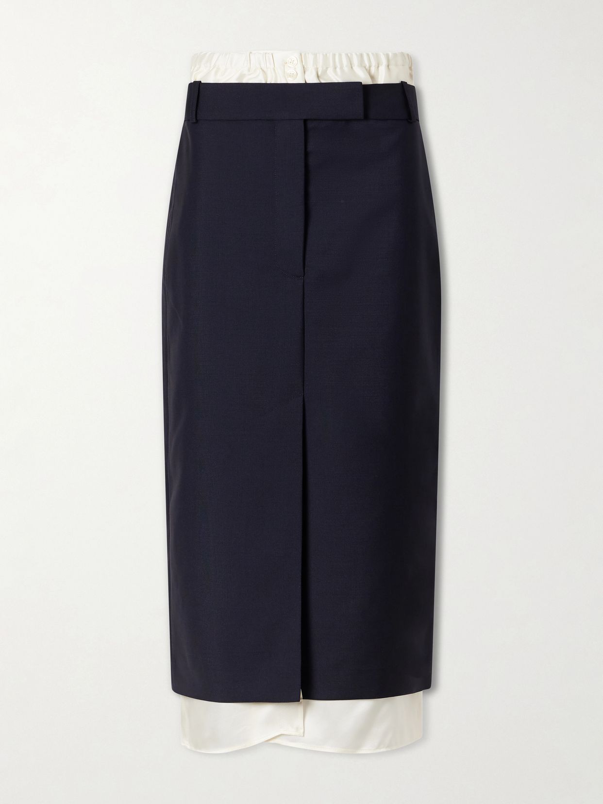 Ruched wool and mohair-blend midi skirt