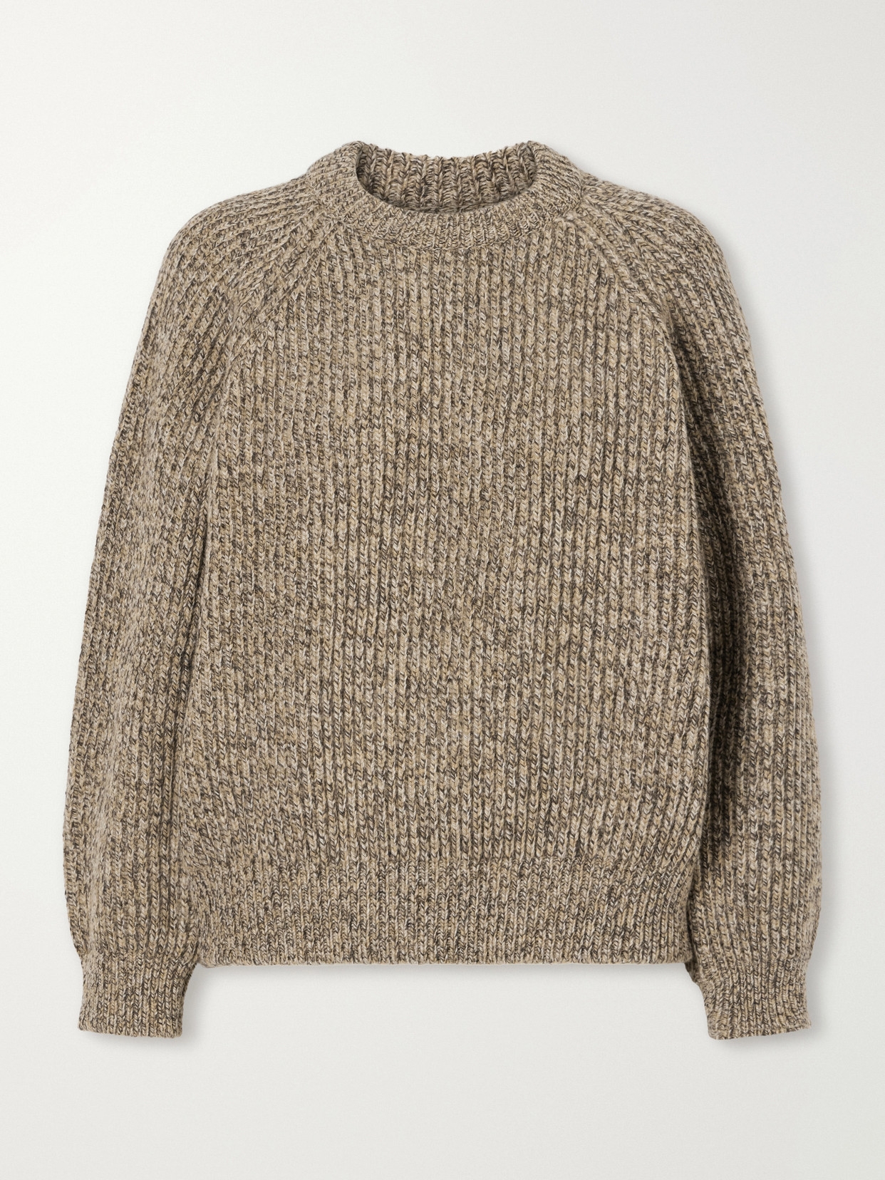And-daughter Ribbed Mélange Wool Sweater In Brown