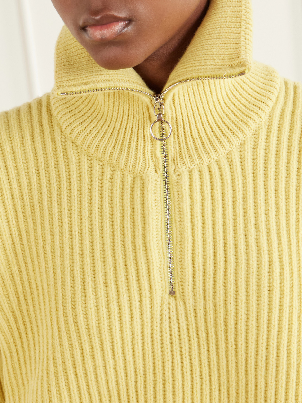 &Daughter - Ribbed Wool Half-Zip Sweater