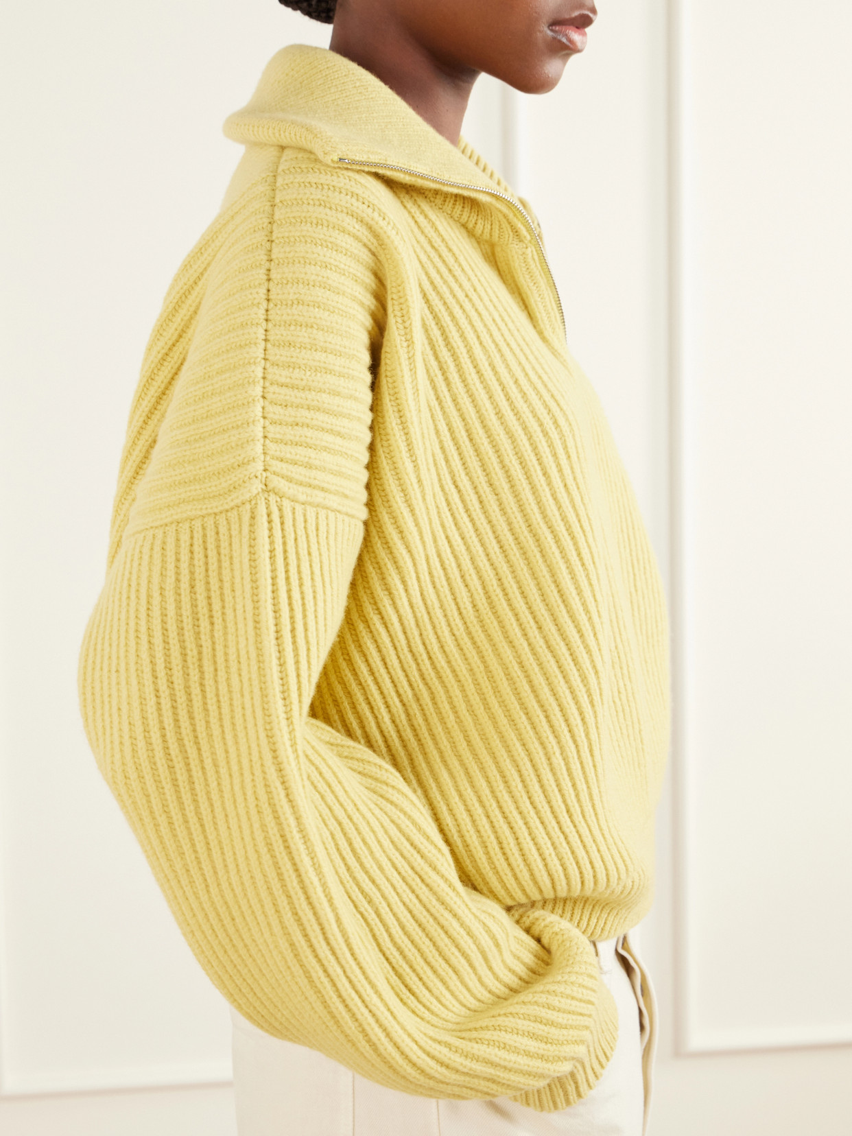 &Daughter - Ribbed Wool Half-Zip Sweater