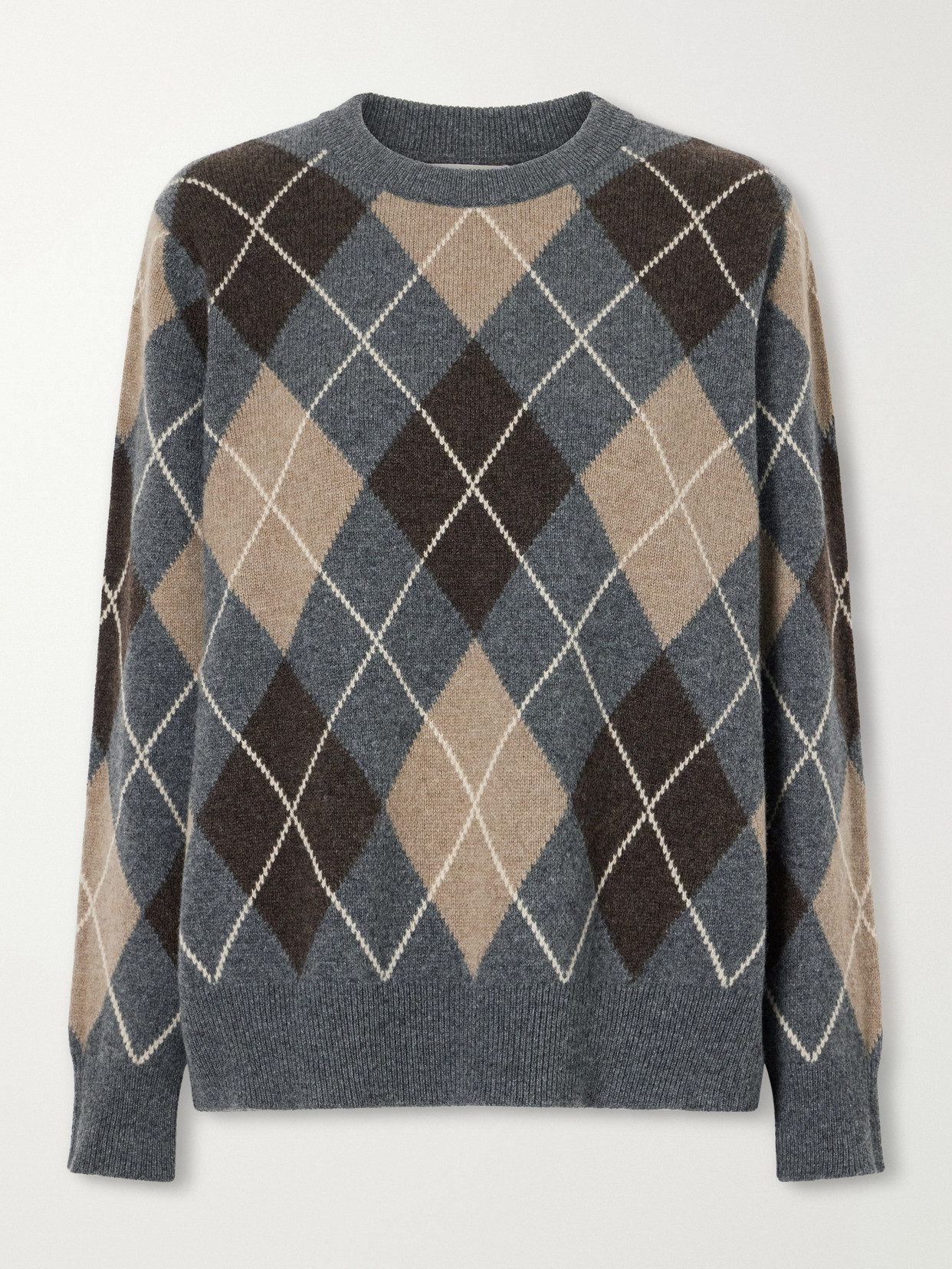 And-daughter Ava Argyle Wool Sweater In Gray