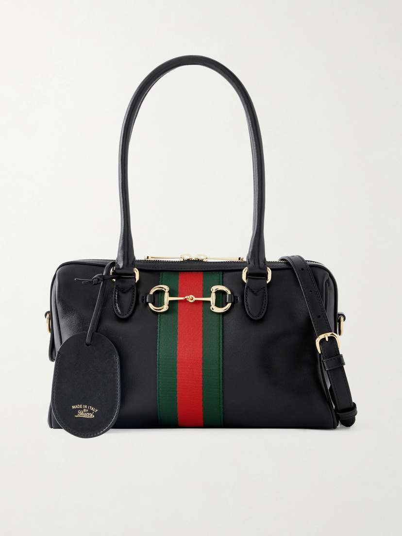 Gucci Borsetto Small Webbing-trimmed Leather Shoulder Bag