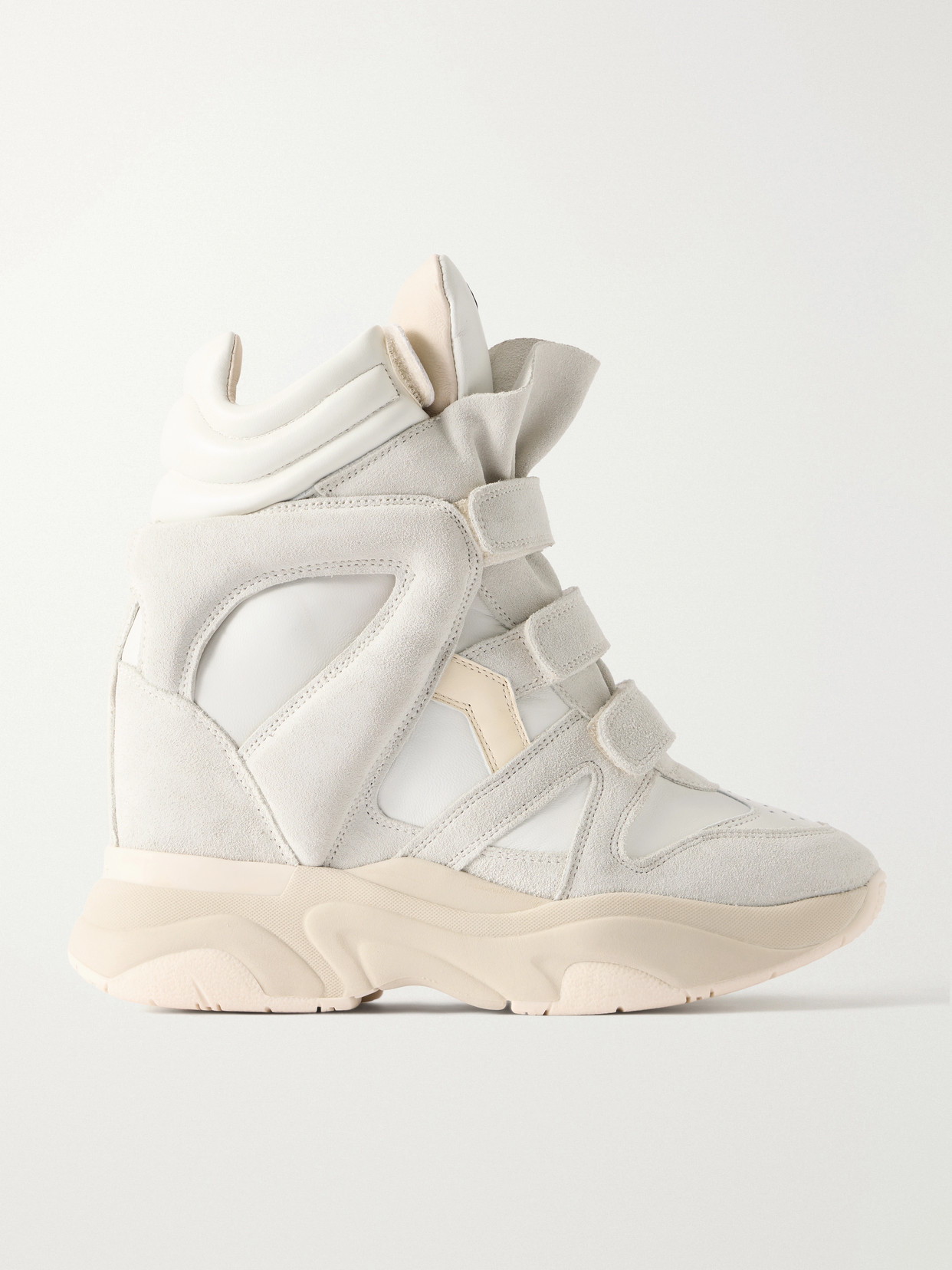 Balskee Leather And Suede High-Top Wedge Sneakers