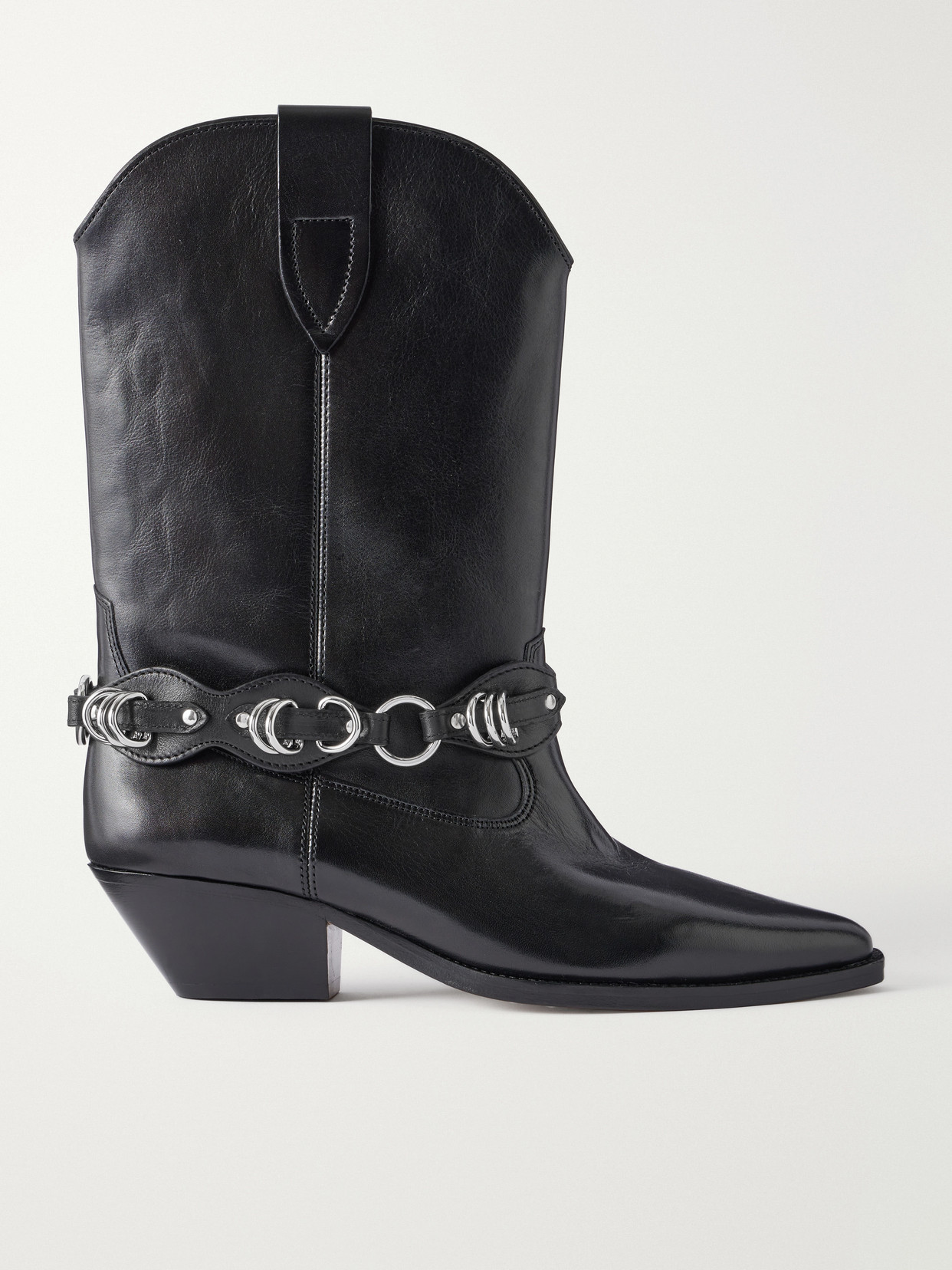 Isabel Marant Duerto 45 Chain-embellished Leather Ankle Boots In Black