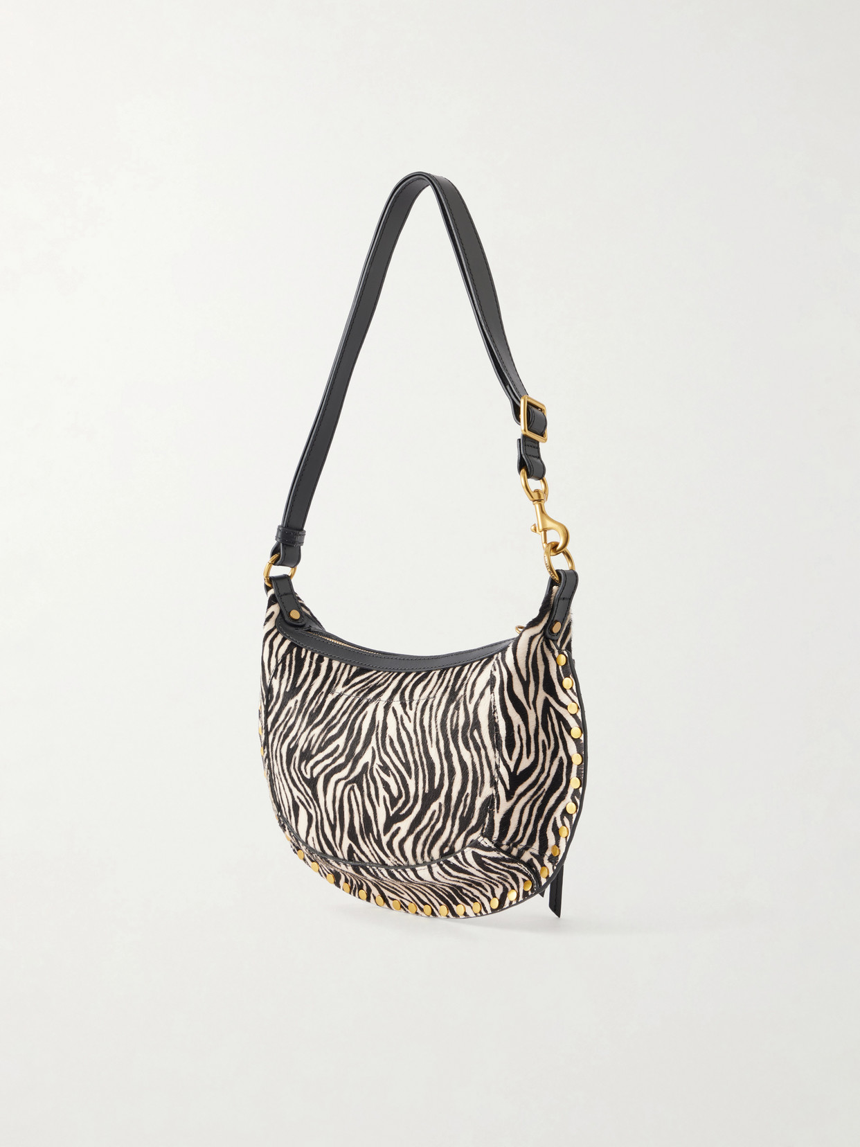 Oskan Moon Zebra-Print Leather-Trimmed Calf-Hair Shoulder Bag