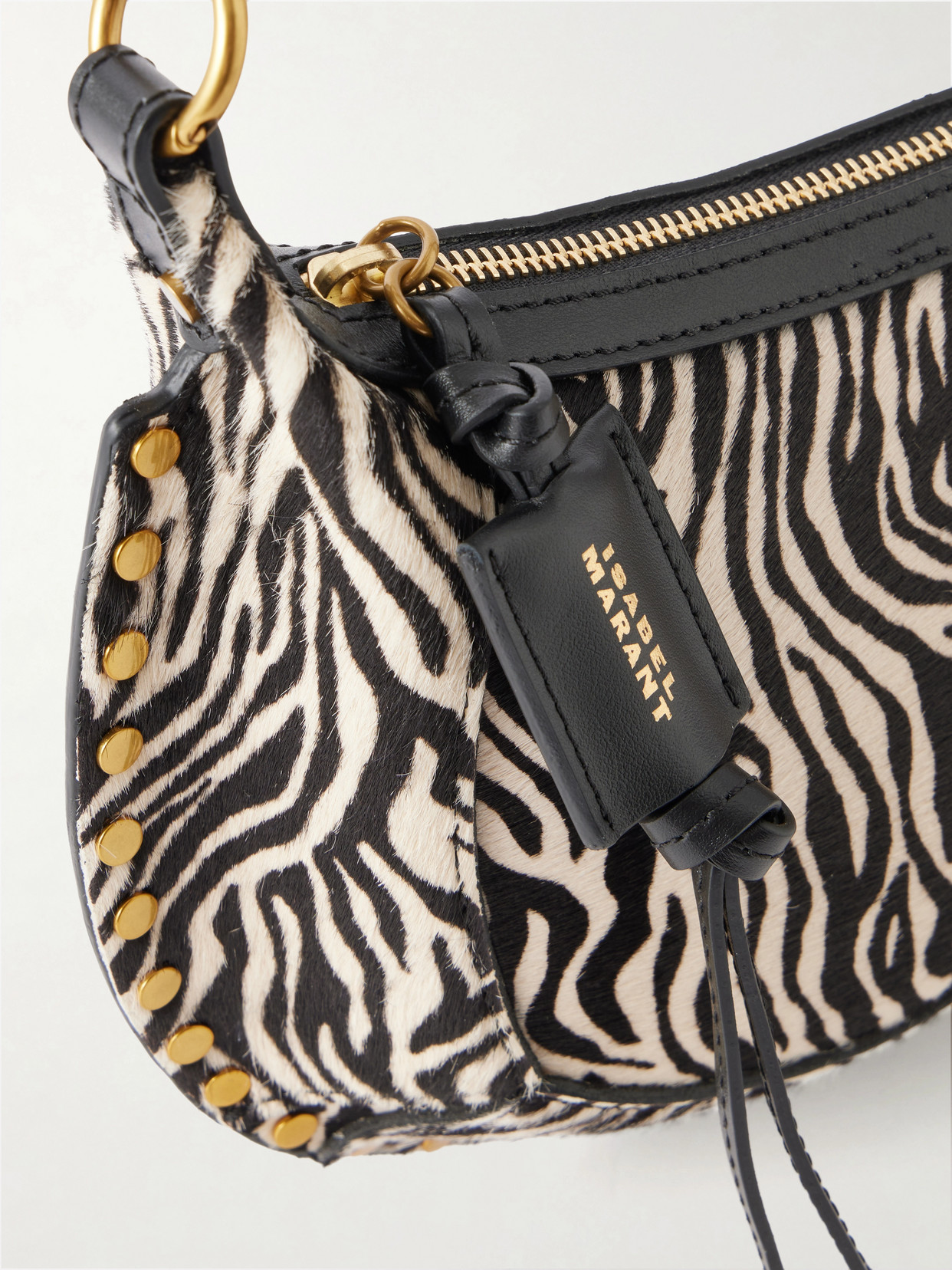 Oskan Moon Zebra-Print Leather-Trimmed Calf-Hair Shoulder Bag
