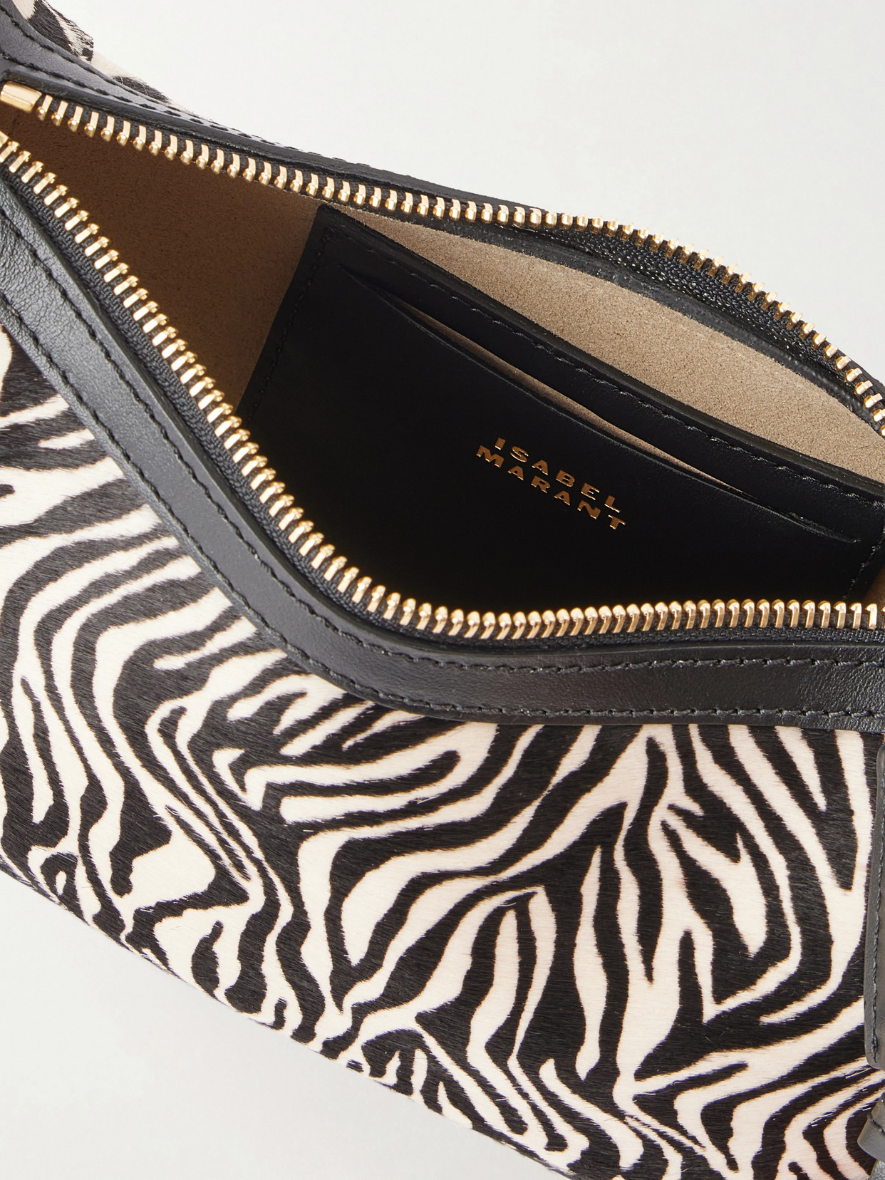 Oskan Moon Zebra-Print Leather-Trimmed Calf-Hair Shoulder Bag