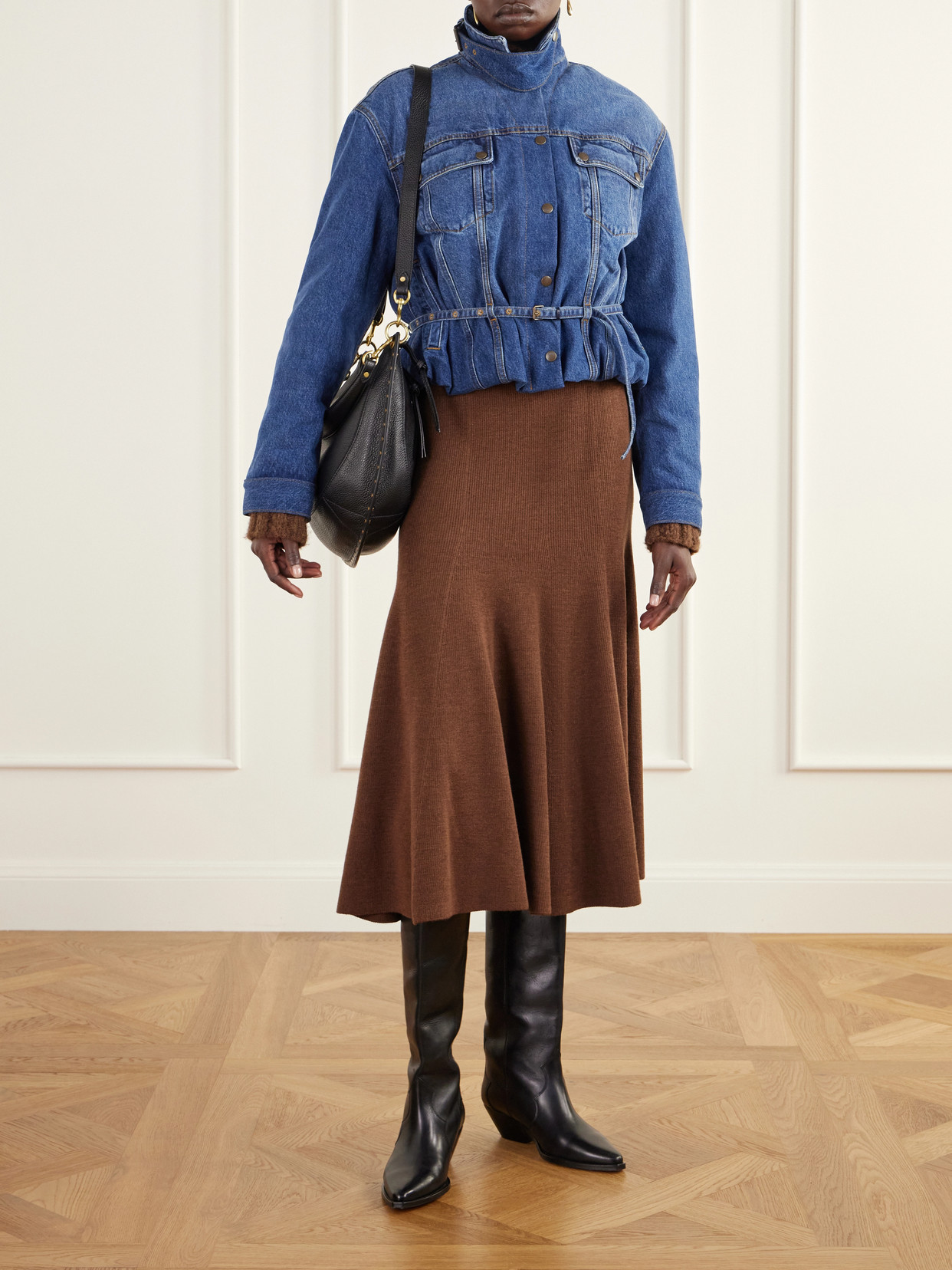 Oskan Embellished Textured-Leather Shoulder Bag