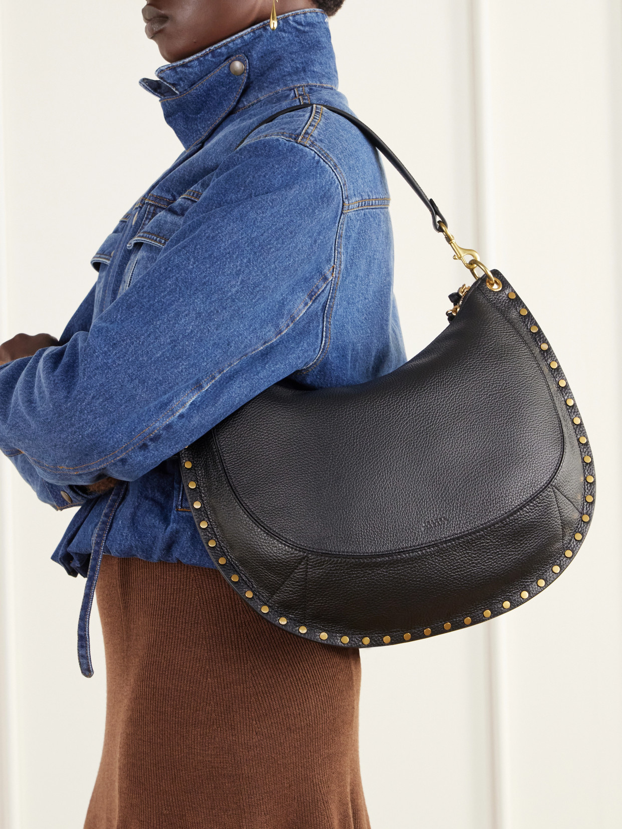 Oskan Embellished Textured-Leather Shoulder Bag