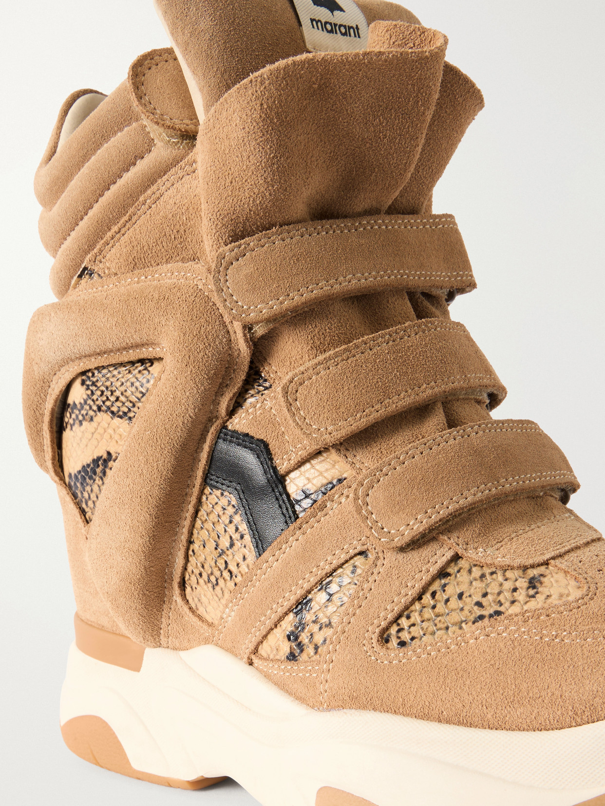 Balskee Snake-Effect Leather And Suede High-Top Wedge Sneakers