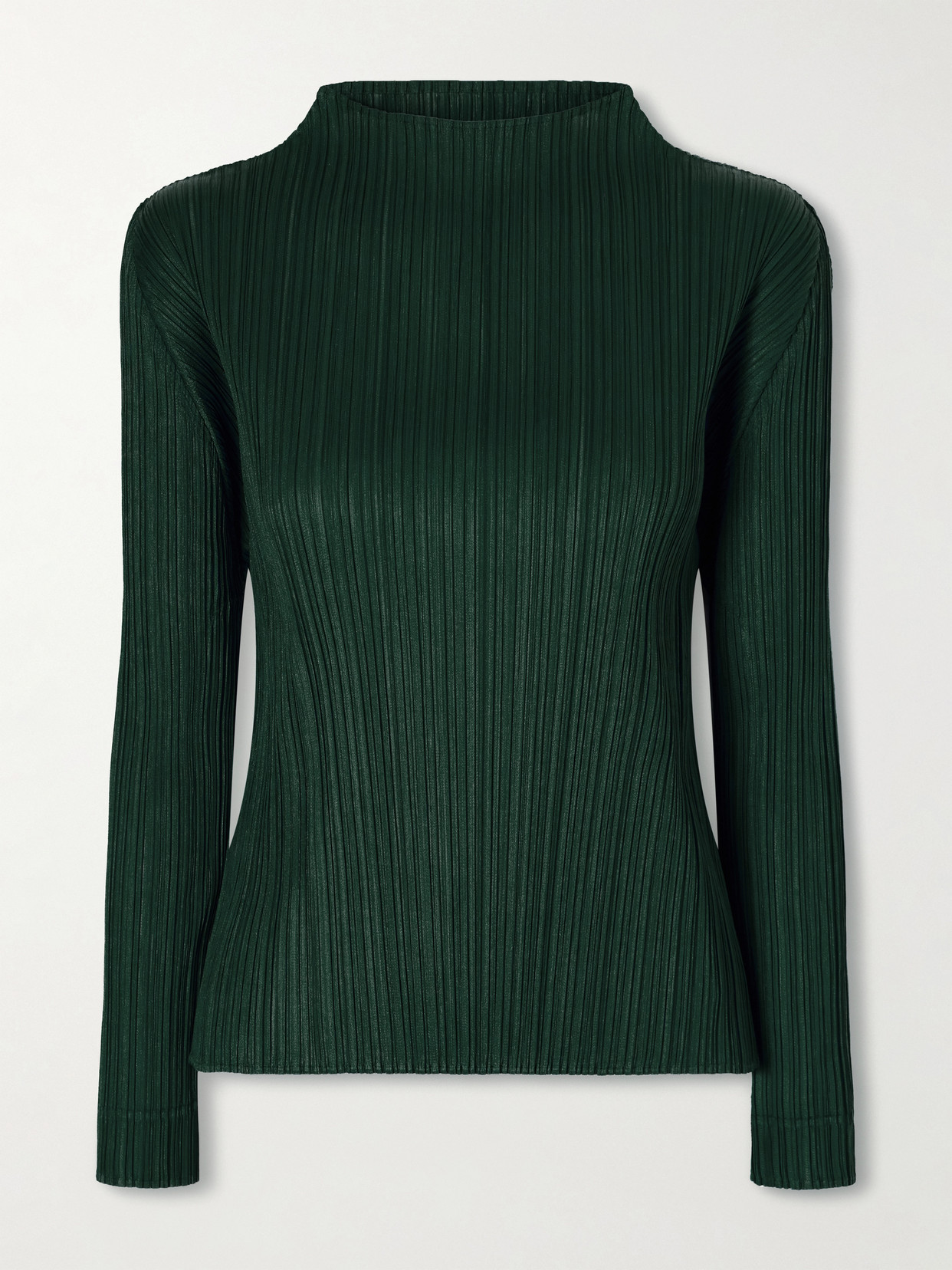 Issey Miyake October Plissé Blouse In Green