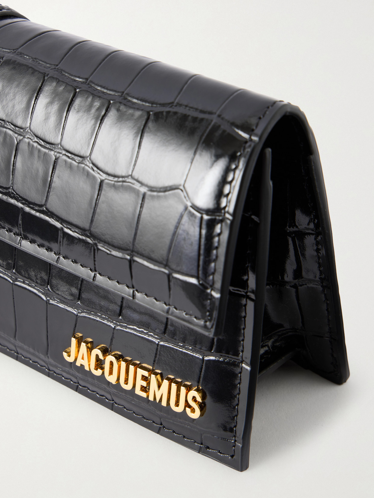 La Pochette Bambino Crocodile-Effect Leather Clutch
