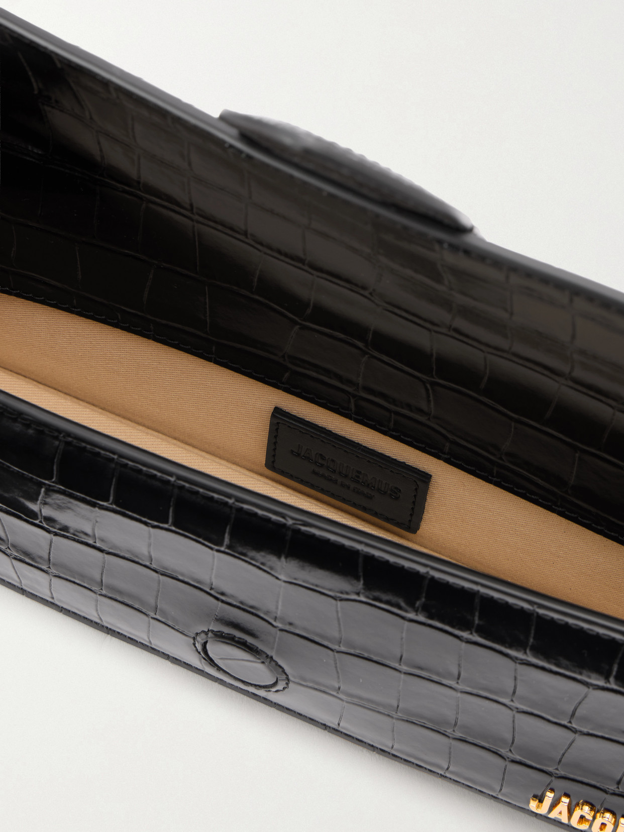 La Pochette Bambino Crocodile-Effect Leather Clutch