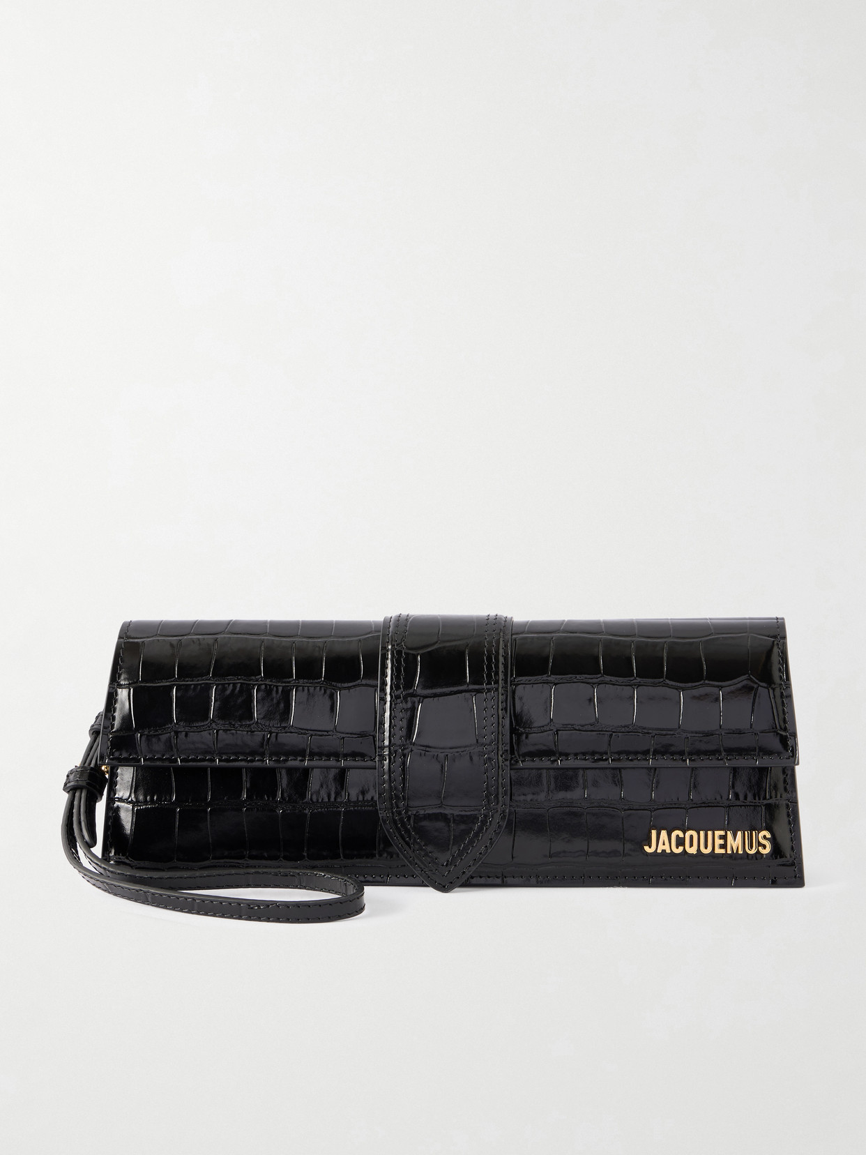 La Pochette Bambino Crocodile-Effect Leather Clutch