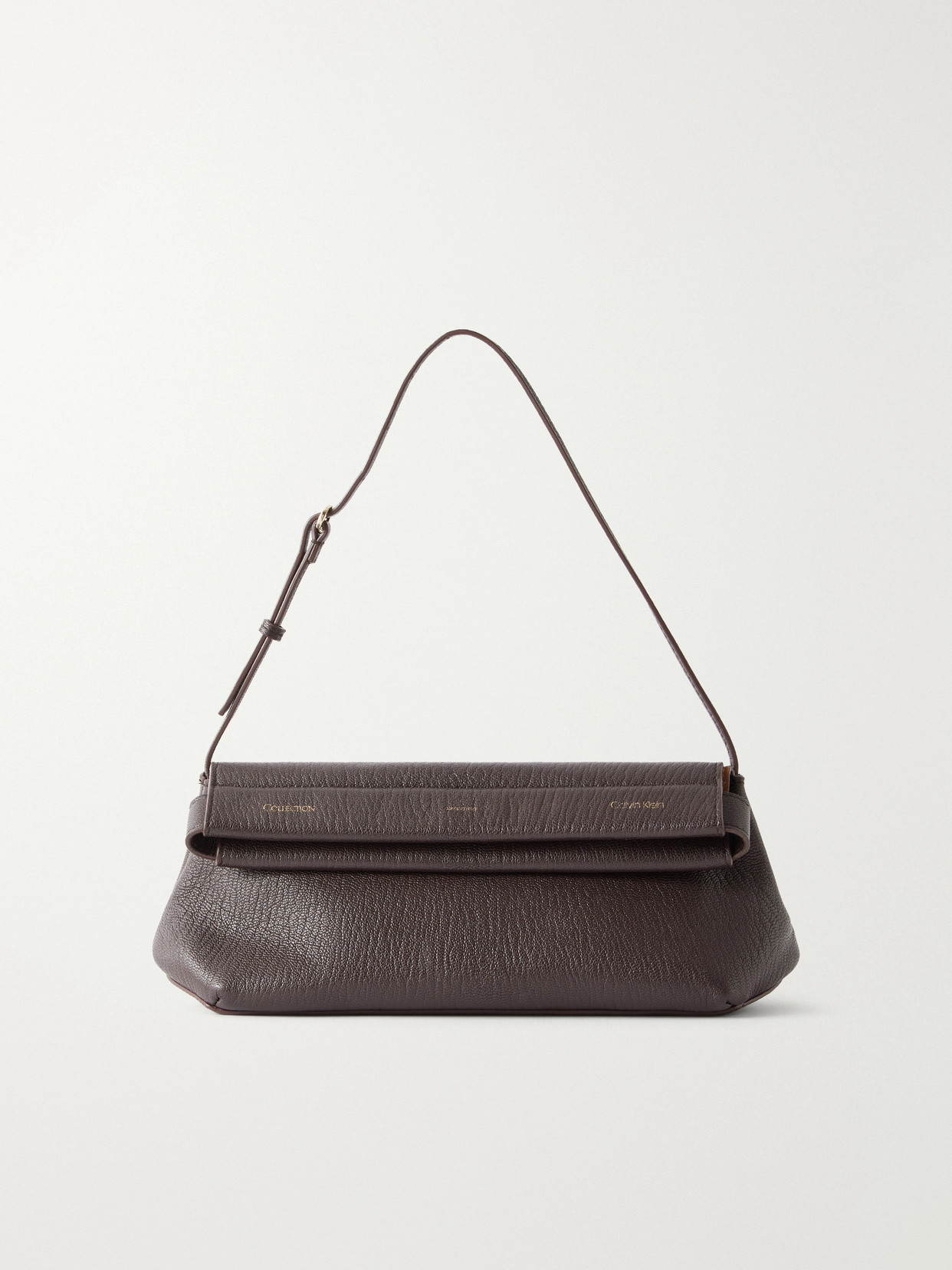 Calvin Klein Collection Astran Leather Shoulder Bag In Brown