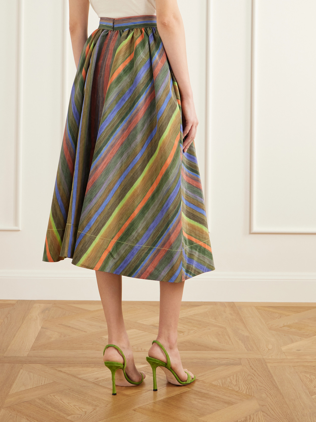 Louis Pleated Printed Taffeta Midi