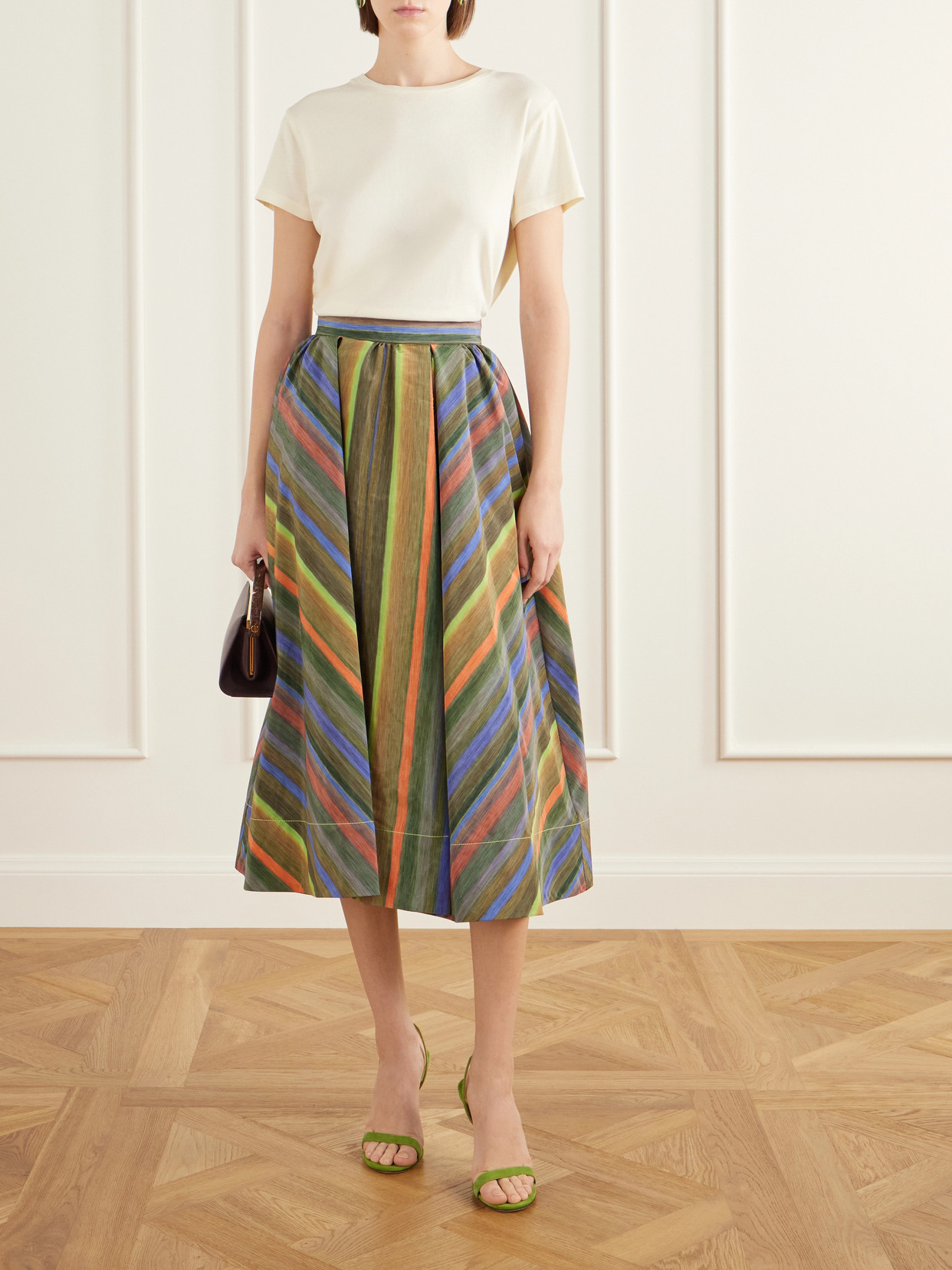 Louis Pleated Printed Taffeta Midi