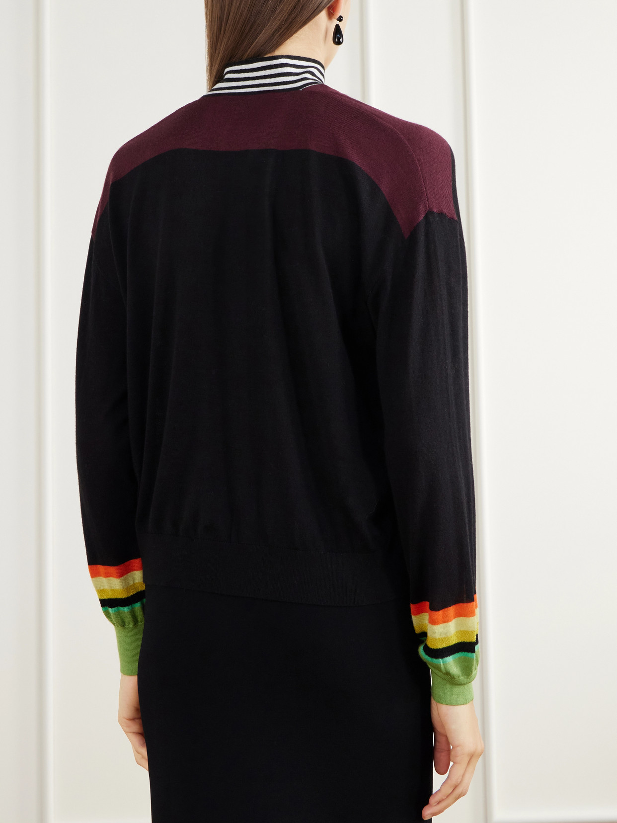 Tie-Detailed Striped Wool And Silk-Blend Sweater