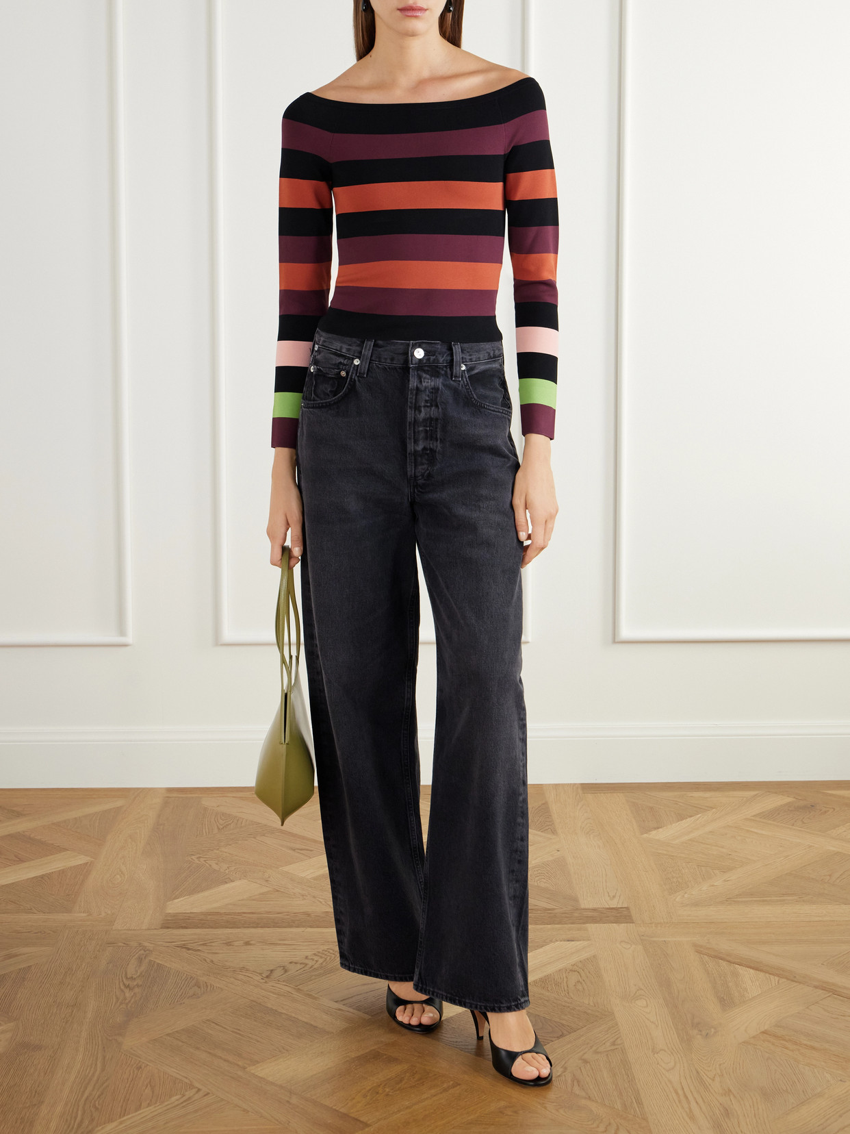 Striped Off-The-Shoulder Stretch-Jersey Top