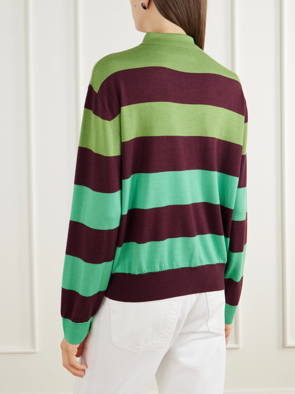 Striped Wool And Silk Blend Polo