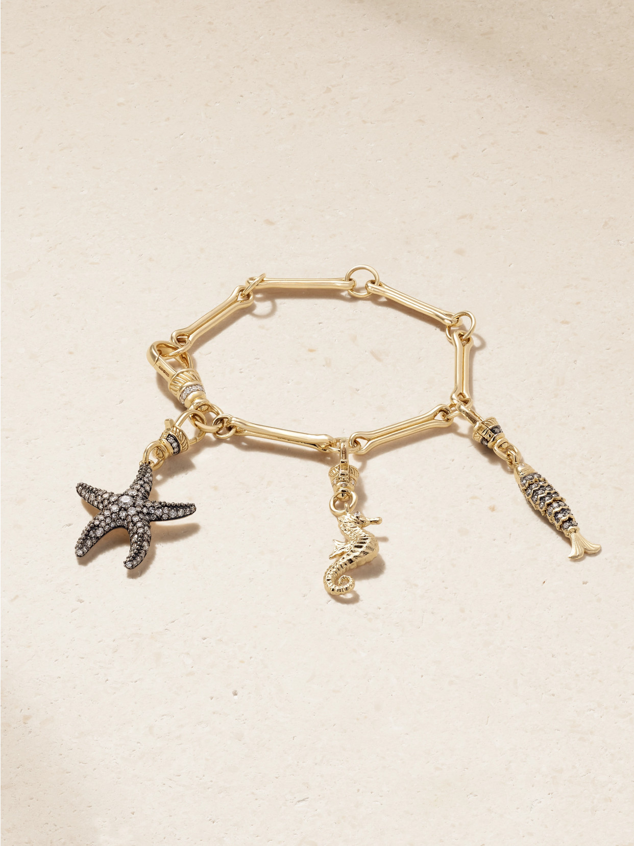 Lucy Delius Show Your Bones 14-karat Gold Rhodium-plated Diamond Bracelet