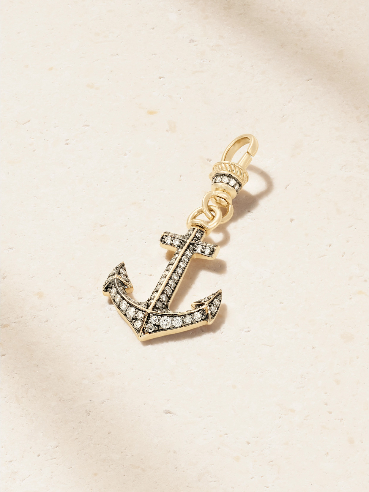 Lucy Delius Anchor 14-karat Gold Rhodium-plated Diamond Necklace