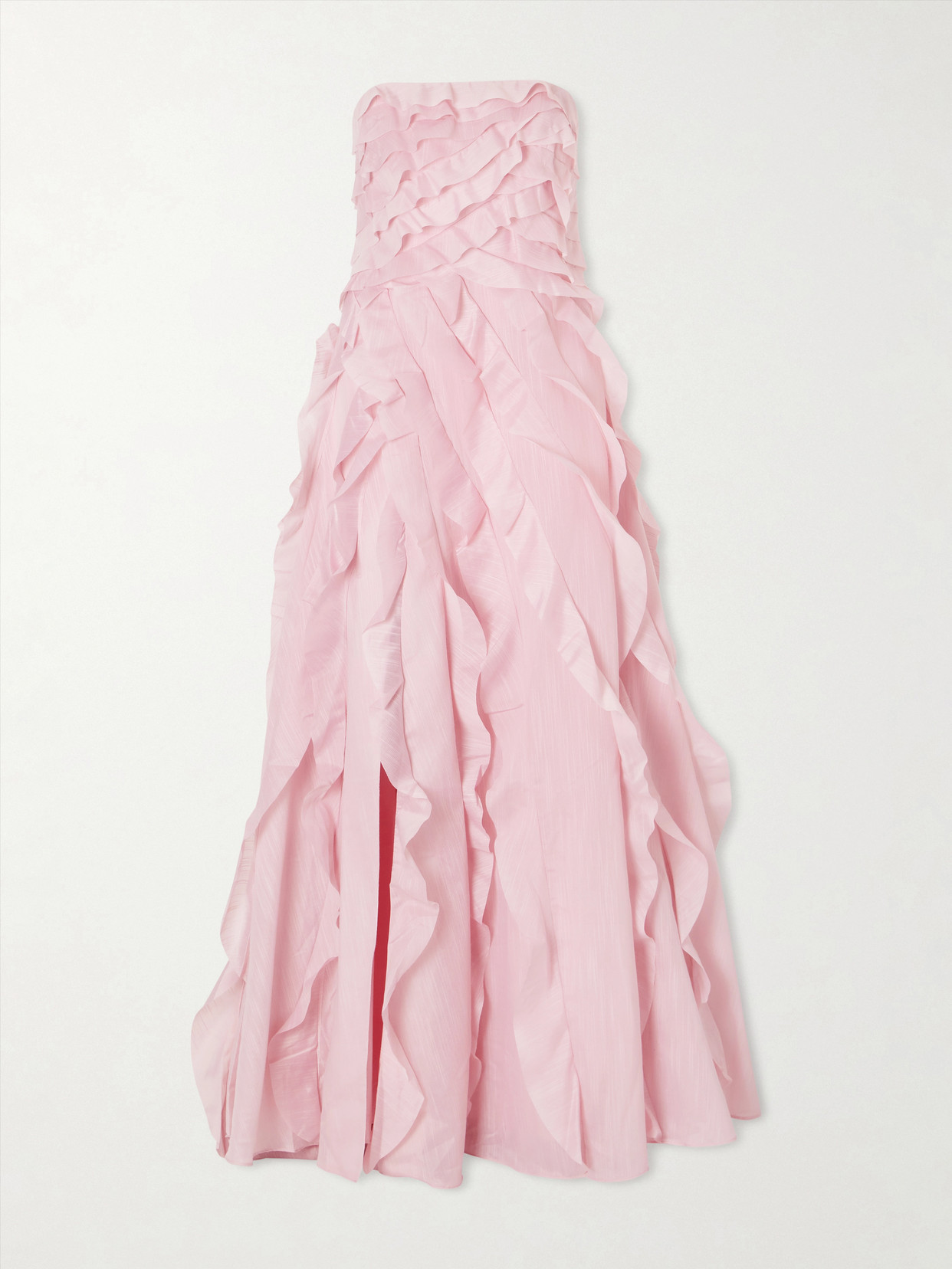 Aje Allairie Strapless Ruffled Shirred Faille Gown In Pink