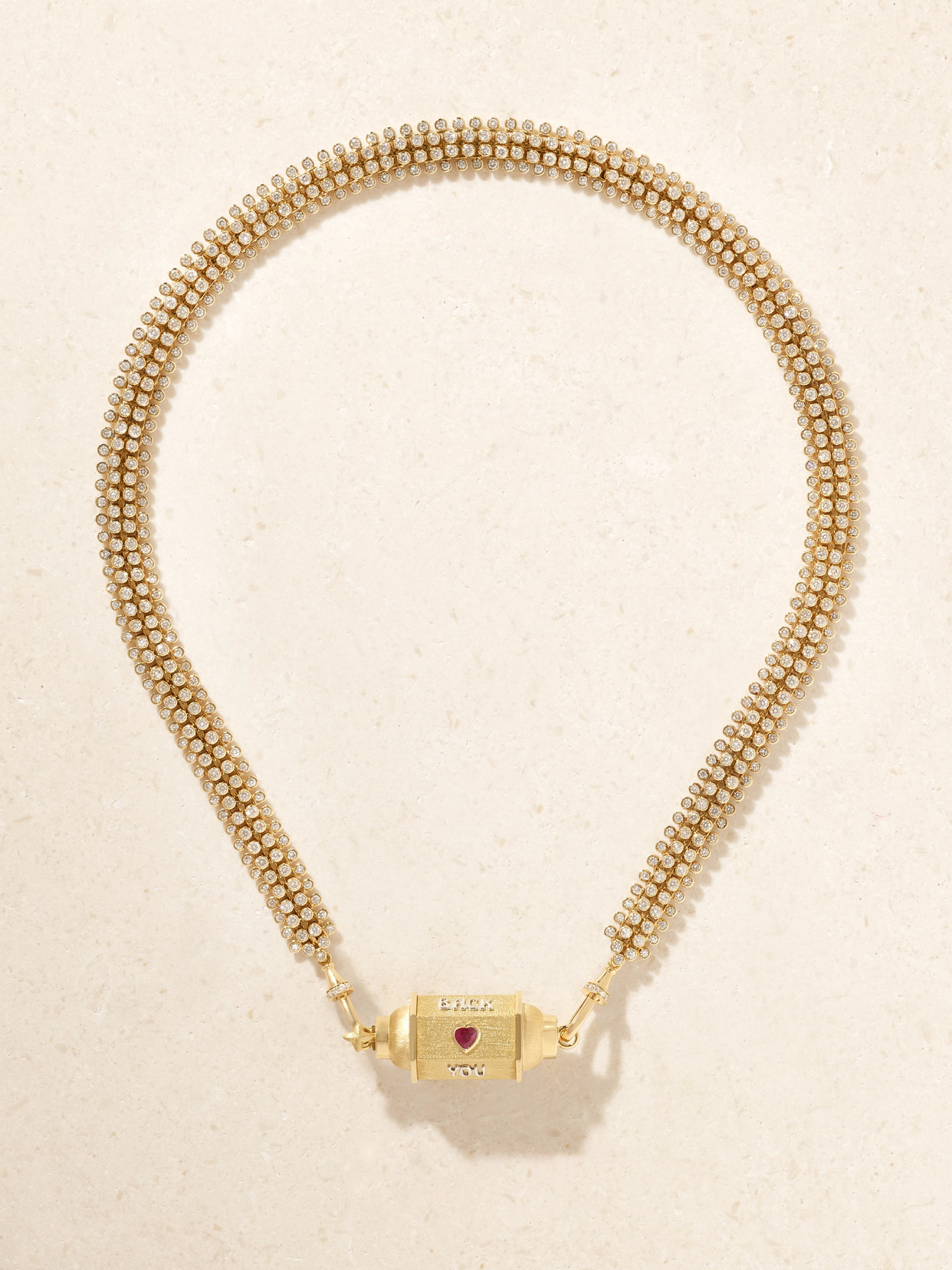 Marie Lichtenberg Love You Locket 18-karat Yellow And White Gold, Diamond And Ruby Necklace
