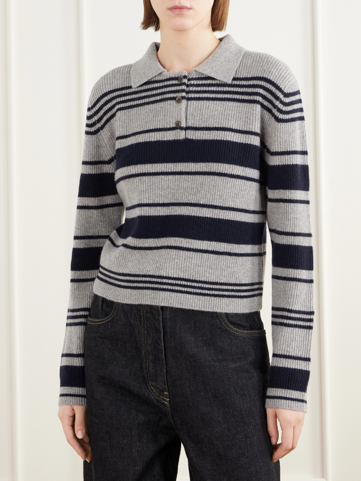 Tinna Striped Ribbed Cashmere Sweater