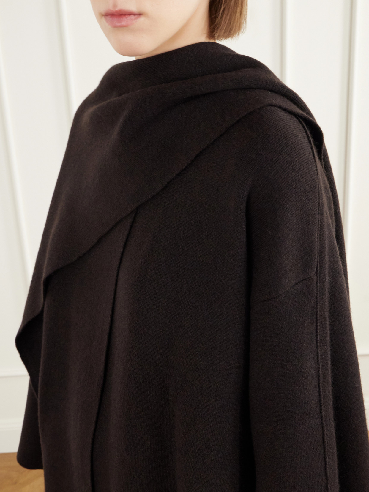 Nessa Scarf-Detailed Double-Faced Cashmere Coat