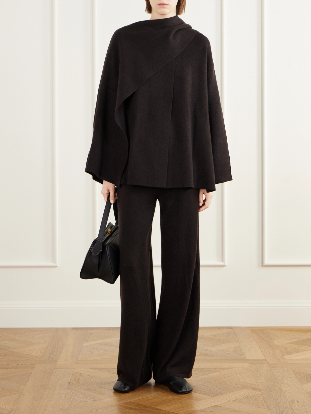Nessa Scarf-Detailed Double-Faced Cashmere Coat