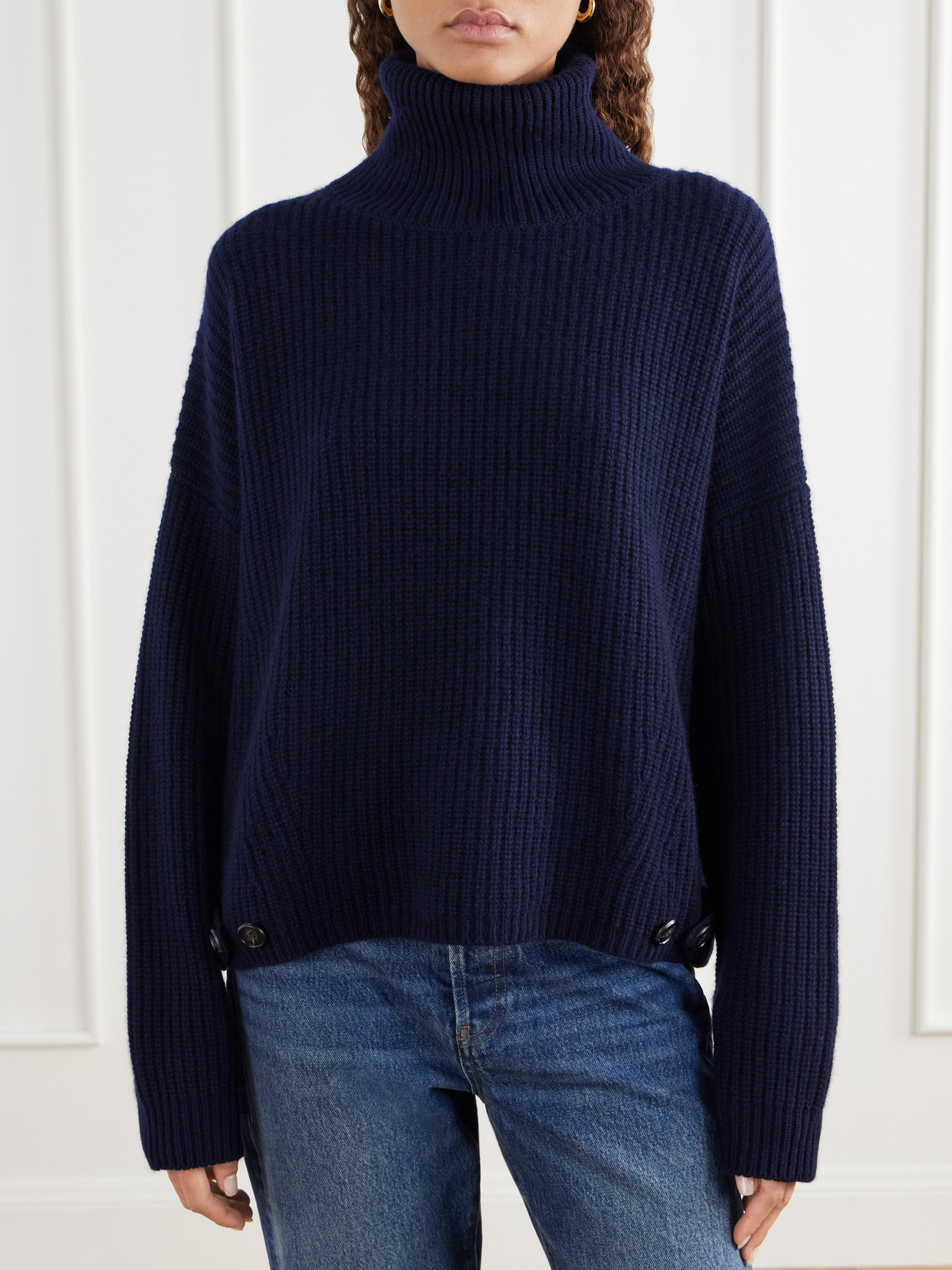 Ailis Ribbed Cashmere Turtleneck Sweater