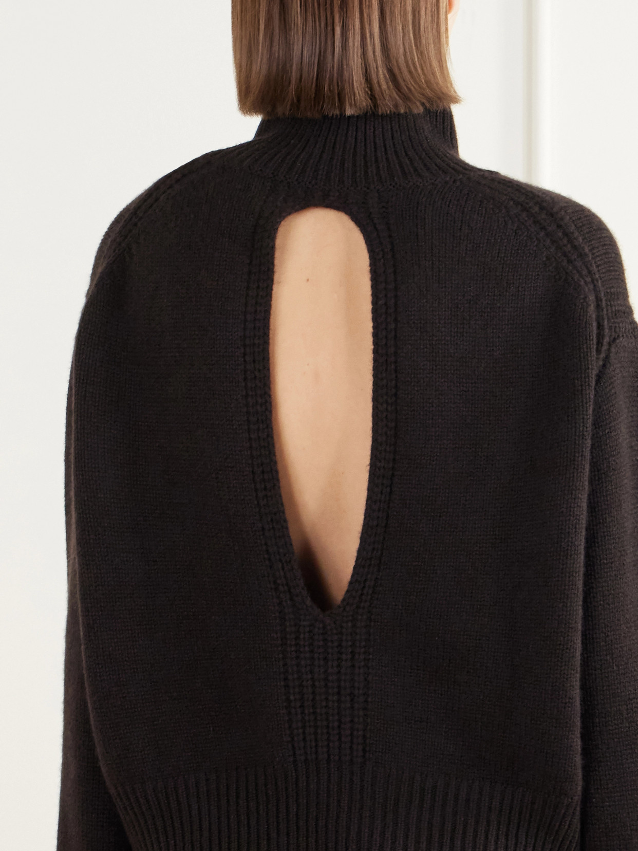 Tiona Open-Back Cashmere Turtleneck Sweater