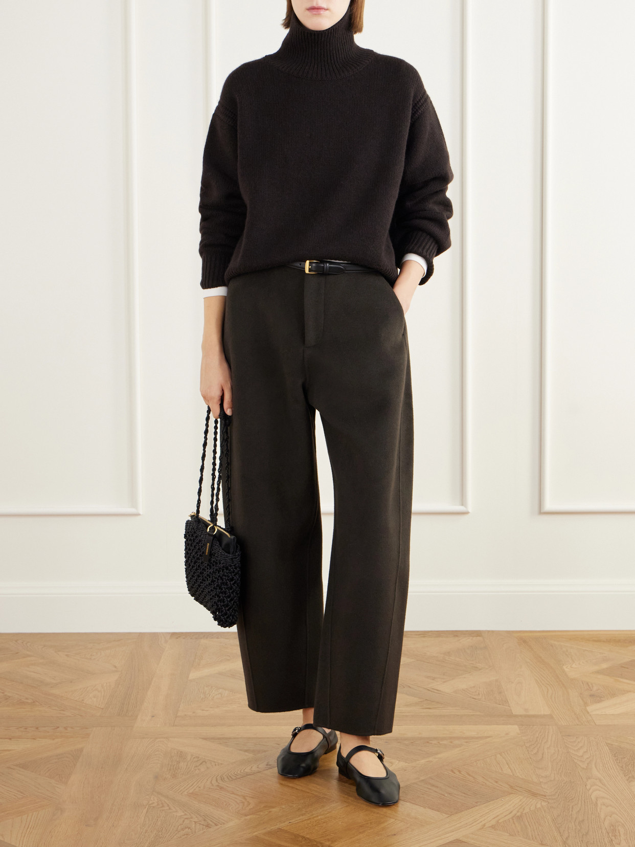 Tiona Open-Back Cashmere Turtleneck Sweater