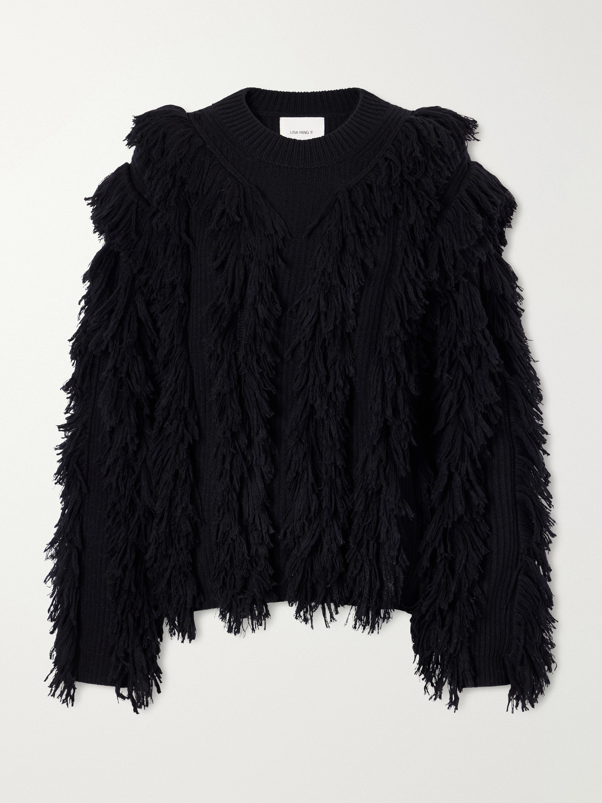 Lisa Yang Kiri Fringed Cashmere Sweater In Black