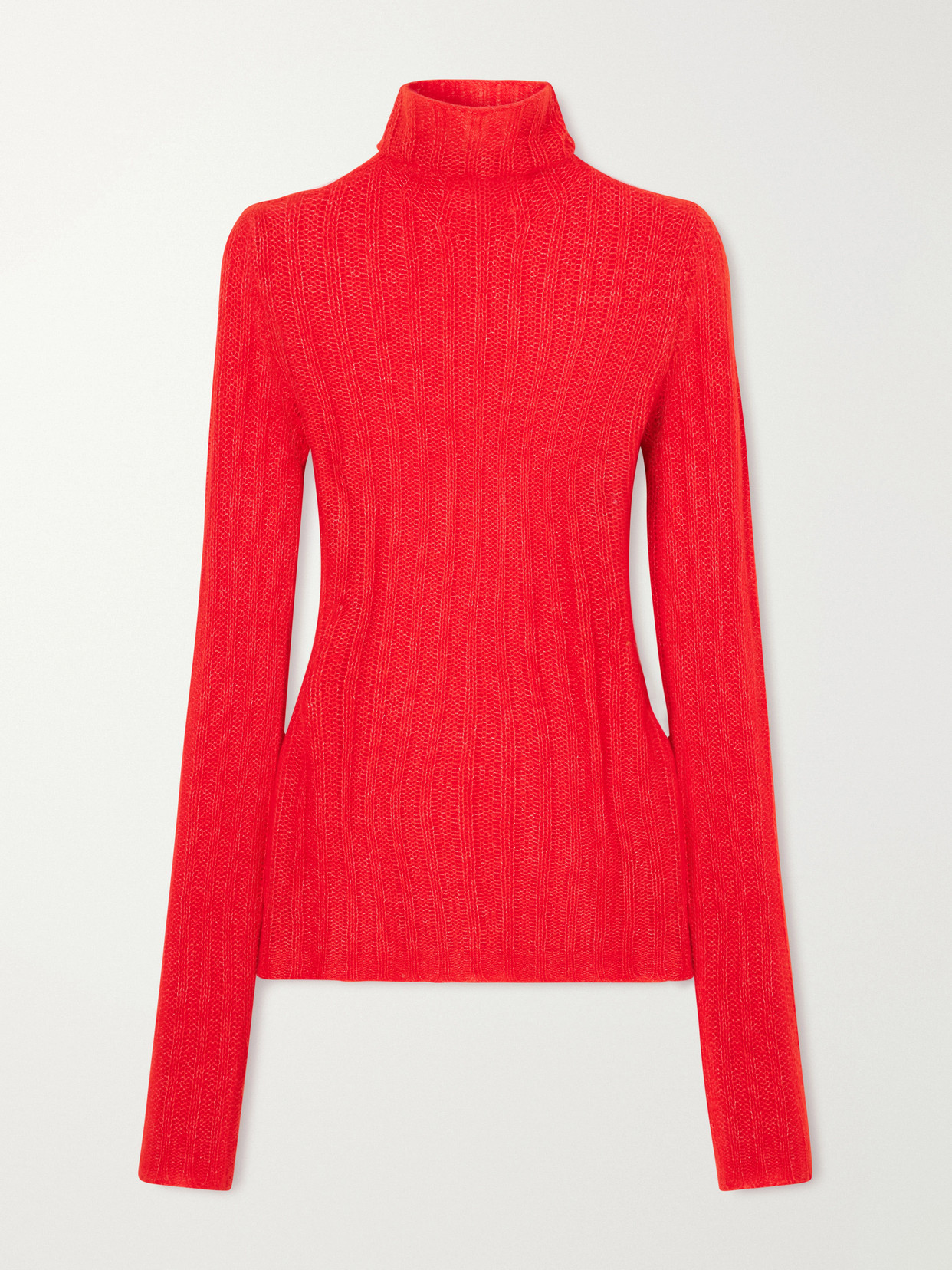 Lisa Yang Emiliana Ribbed Cashmere And Silk-blend Turtleneck Sweater In Red