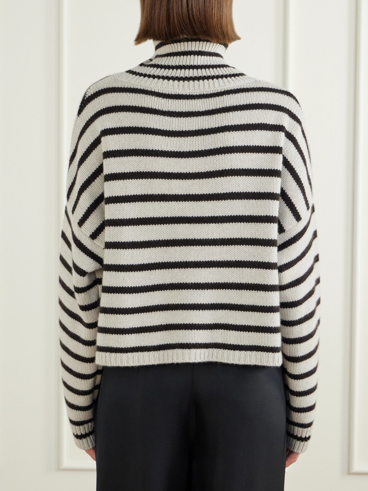 Zerlina Striped Cashmere Turtleneck Sweater